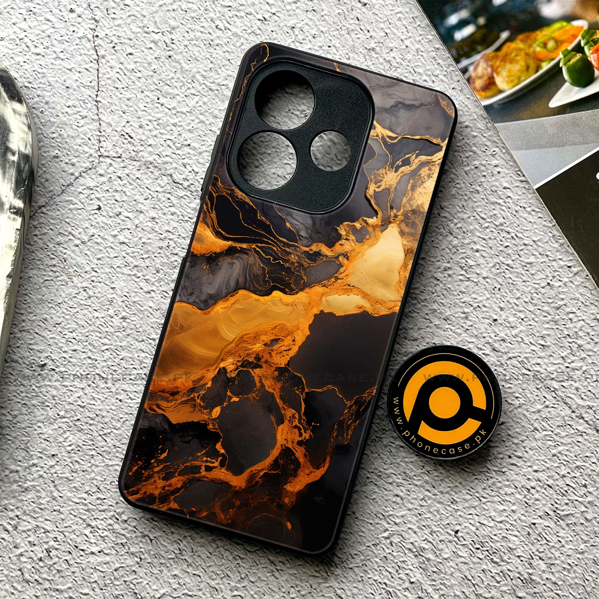 Oppo A5 Pro - Liquid Marble 2.0 Series - Premium Metal Printed soft Bumper shock Proof Case