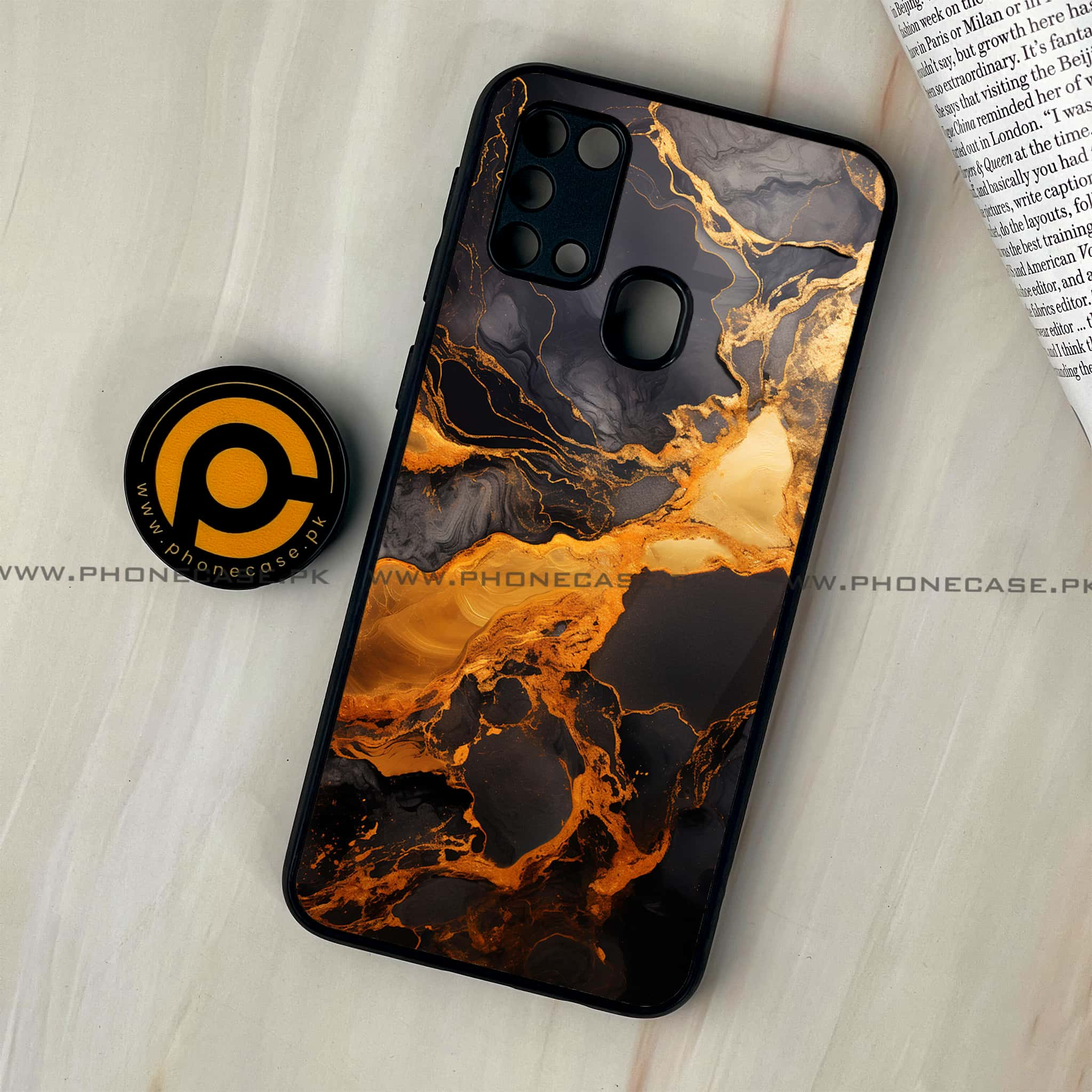 Galaxy M31 - Liquid Marble 2.0 Series - Premium Printed Glass soft Bumper shock Proof Case