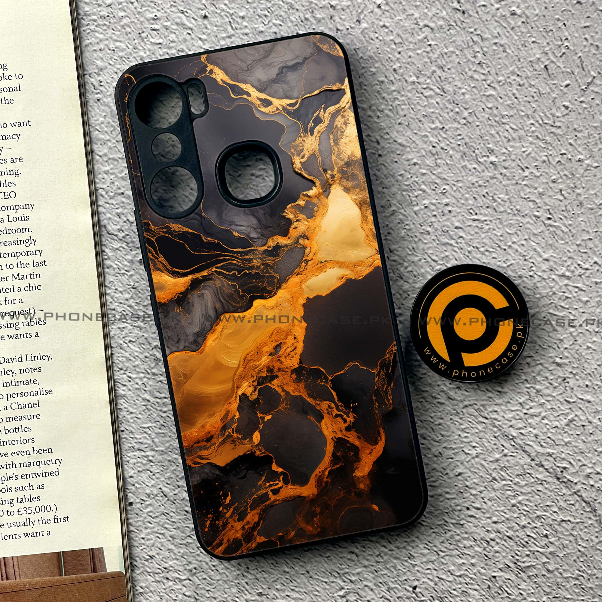 Infinix Hot 12 Pro - Liquid Marble 2.0 Series - Premium Printed Glass soft Bumper shock Proof Case