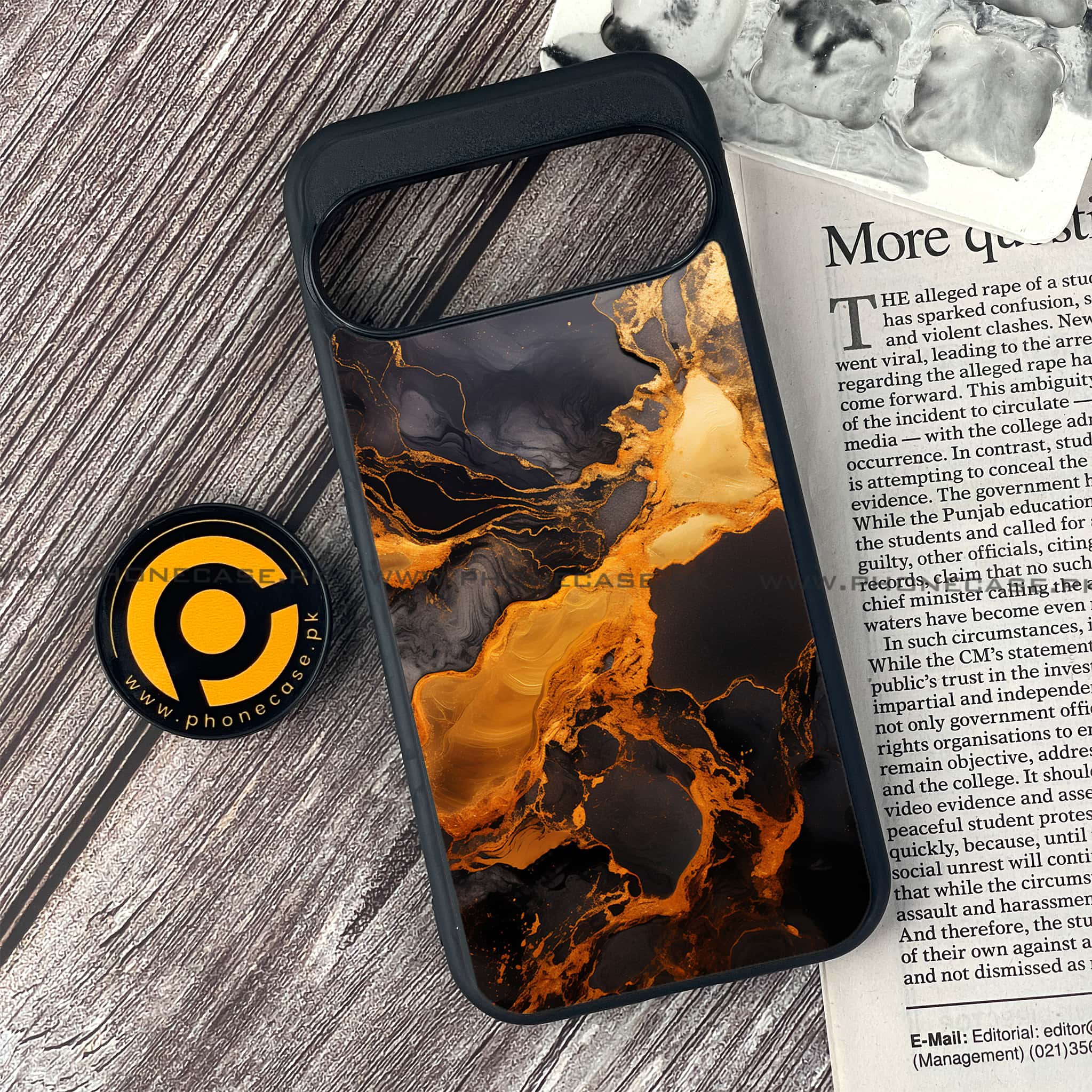 Google Pixel 9 - Liquid Marble 2.0 Series - Premium Metal Printed soft Bumper Shock Proof Case