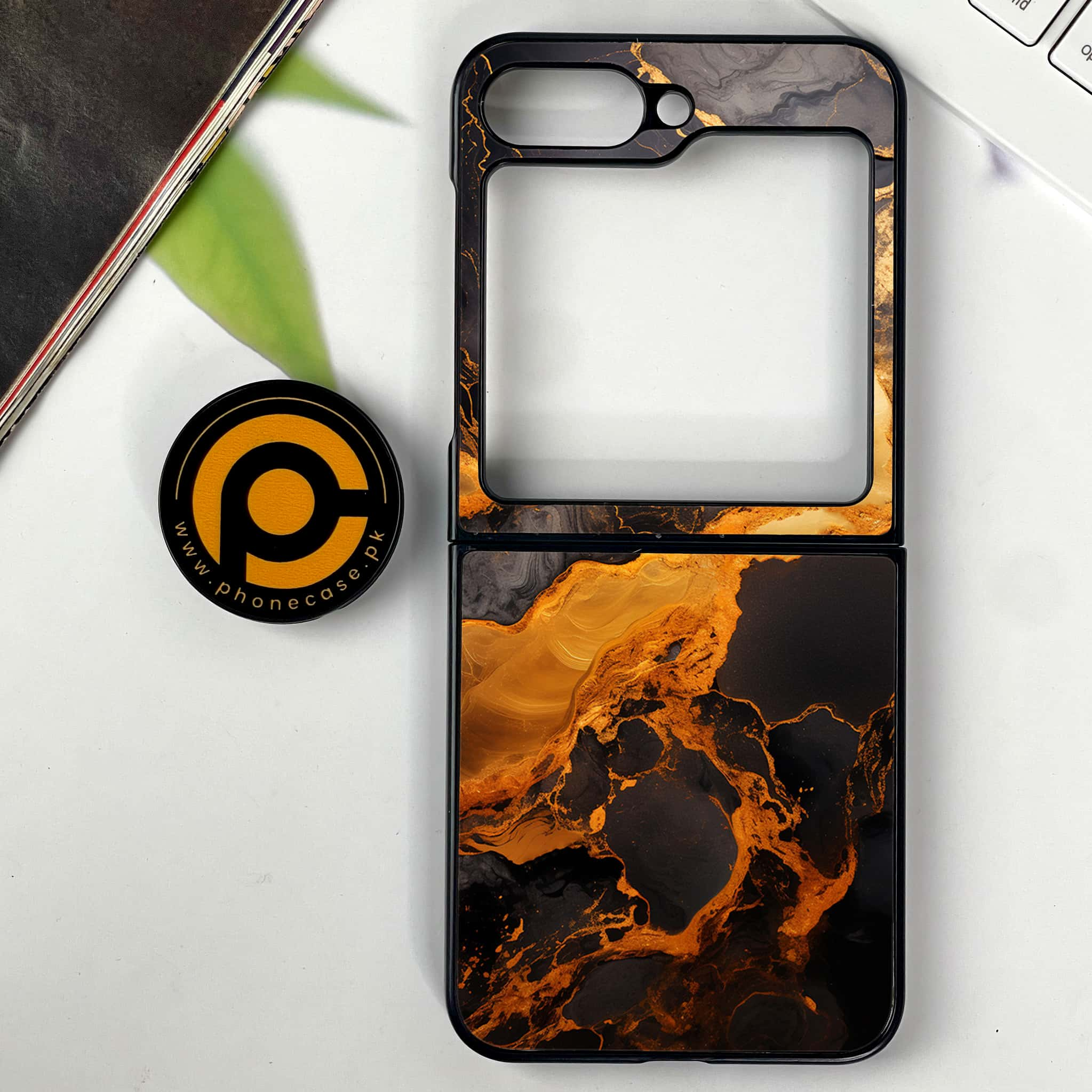 Galaxy Z Flip 6 - Liquid Marble 2.0 Series - Premium Printed Glass soft Bumper shock Proof Case