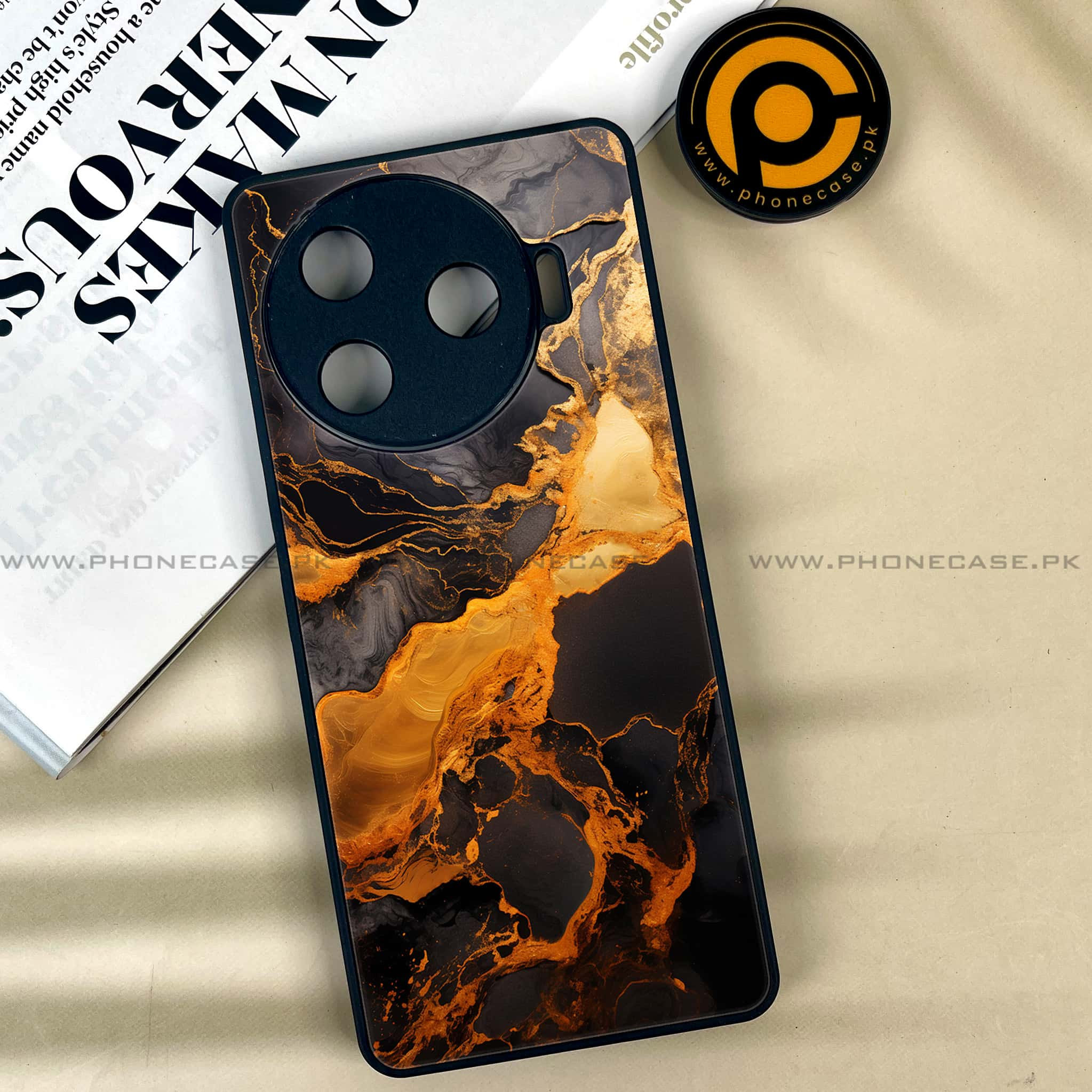 Tecno Camon 30 Pro - Liquid Marble 2.0 Series - Premium Printed Glass soft Bumper shock Proof Case