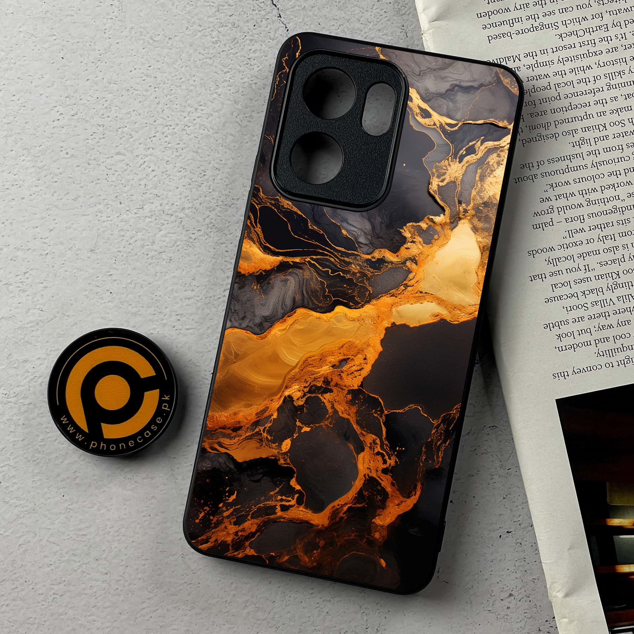 Oppo Reno 13F - Liquid Marble 2.0 Series - Premium Metal Printed Soft Bumper Shockproof Case