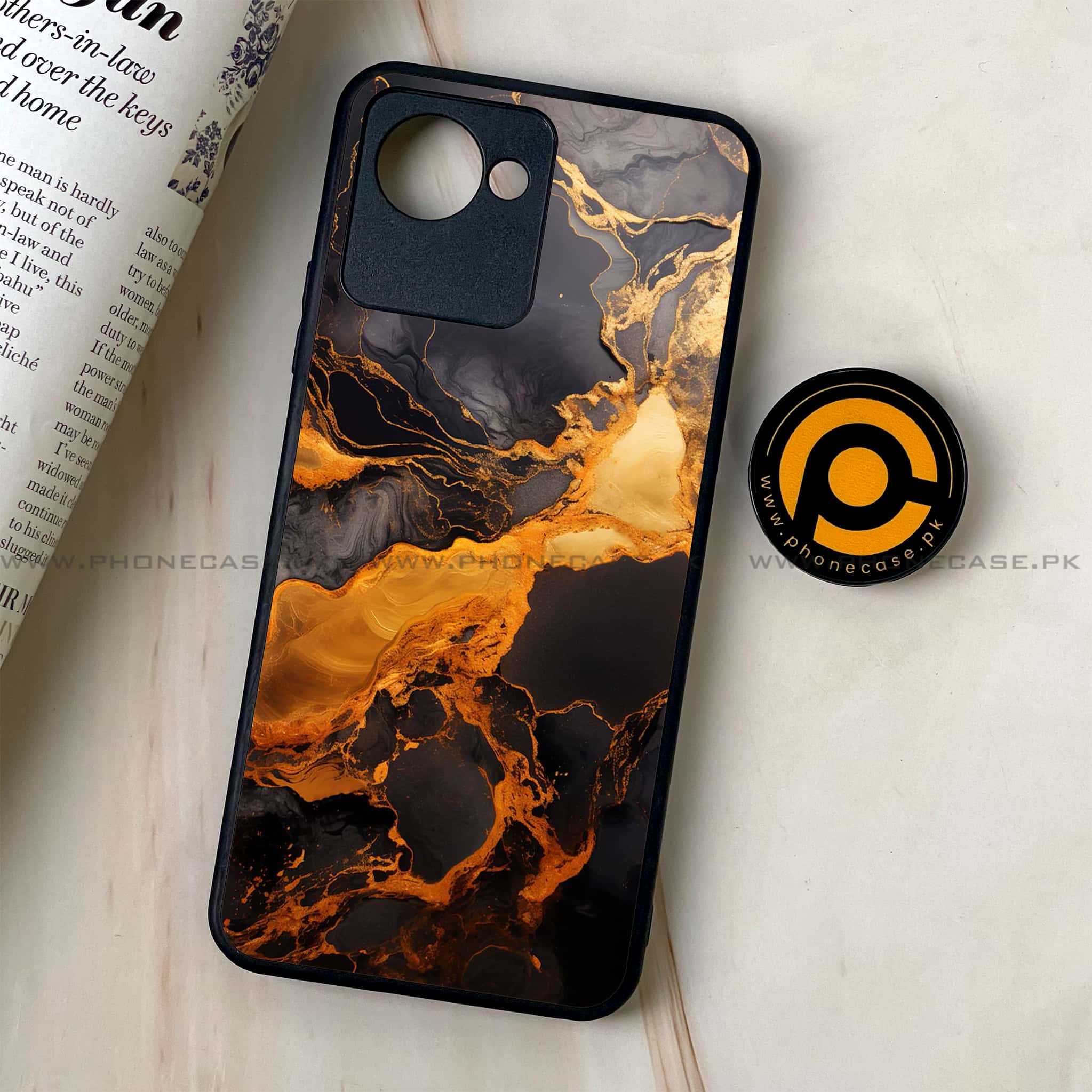 Realme C30 - Liquid Marble 2.0 Series - Premium Printed Glass soft Bumper shock Proof Case