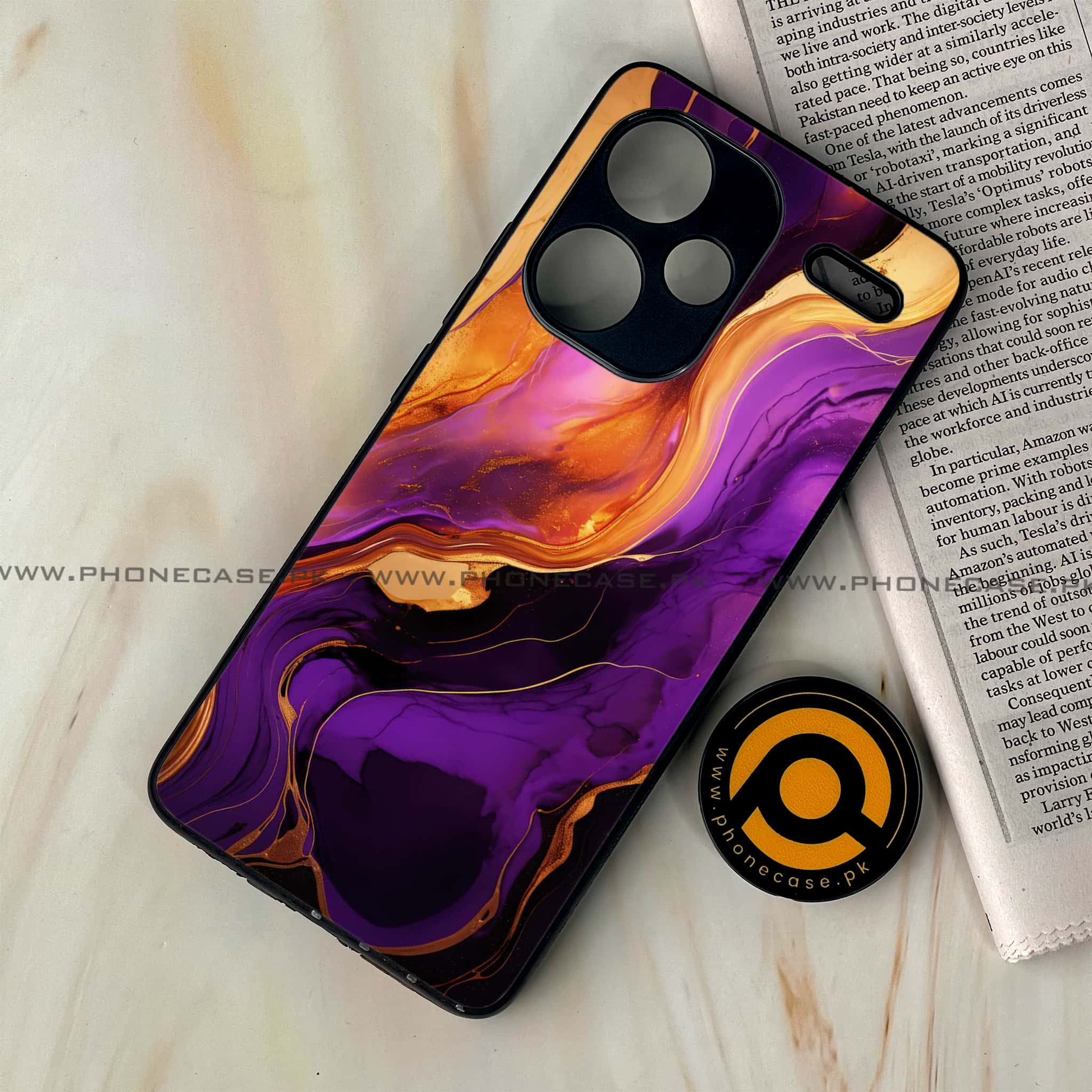 Redmi Note 13 Pro Plus 5G - Liquid Marble 2.0 Series - Premium Printed Glass soft Bumper shock Proof Case