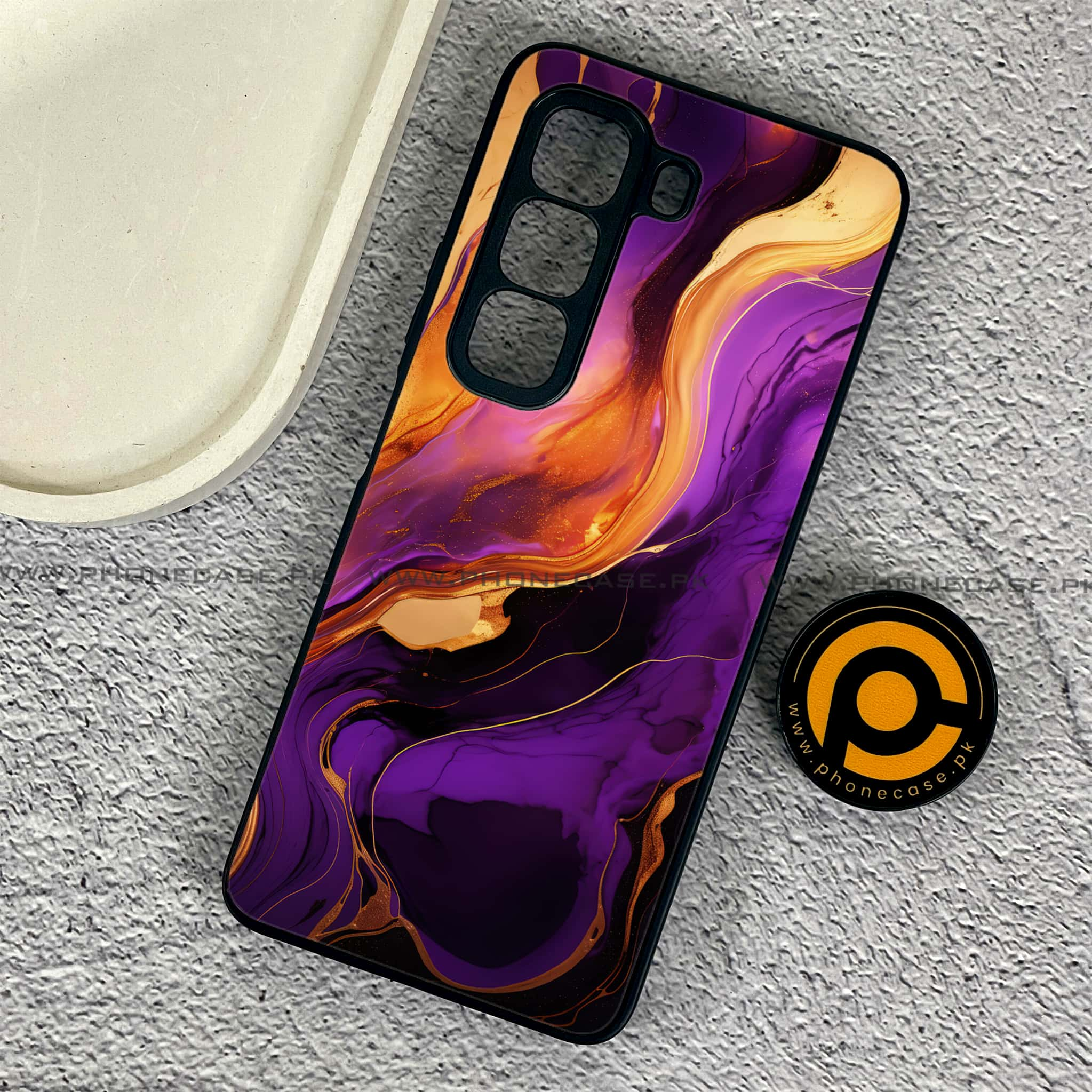 Infinix Hot 50 Pro - Liquid Marble 2.0 Series - Premium Printed Glass soft Bumper shock Proof Case