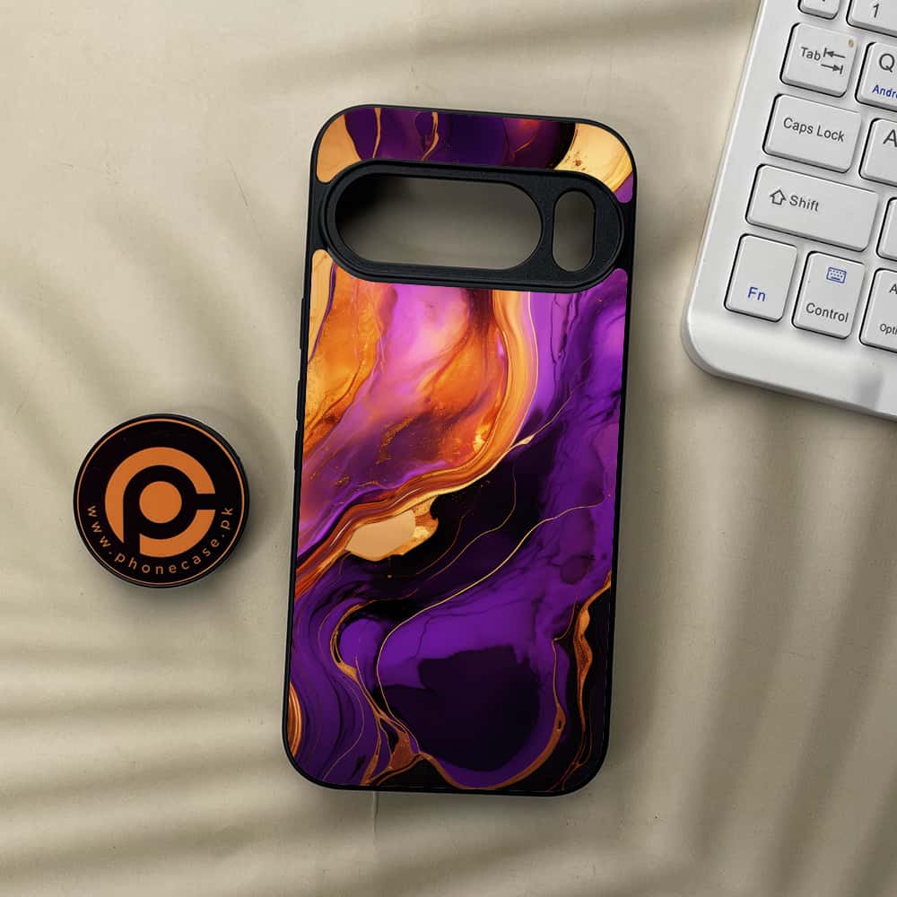 Google Pixel 10  - Liquid Marble 2.0 Series - Premium Metal Printed soft Bumper Shockof Case