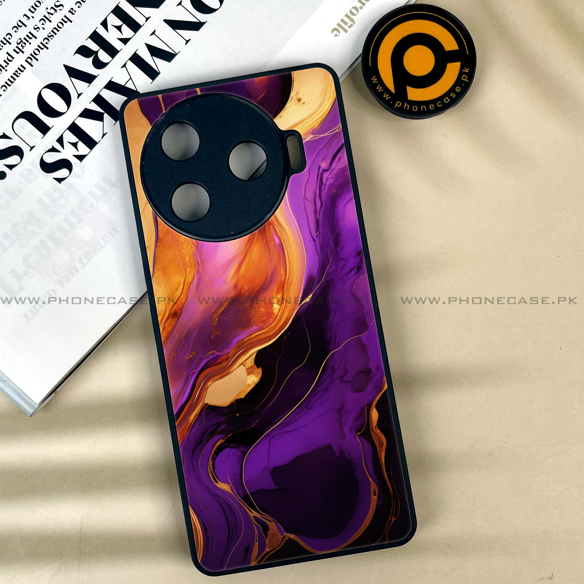 Tecno Camon 30 Pro - Liquid Marble 2.0 Series - Premium Printed Glass soft Bumper shock Proof Case