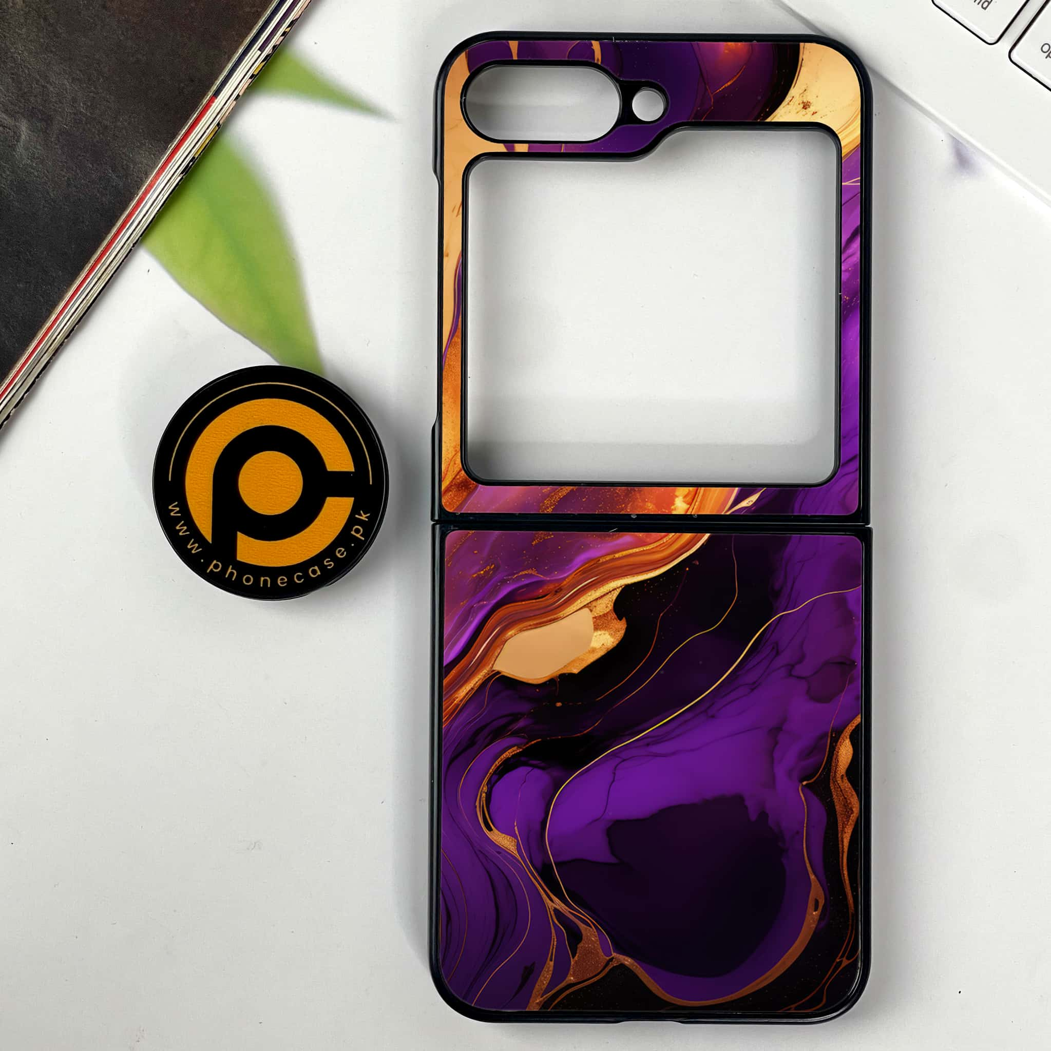 Galaxy Z Flip 6 - Liquid Marble 2.0 Series - Premium Printed Glass soft Bumper shock Proof Case