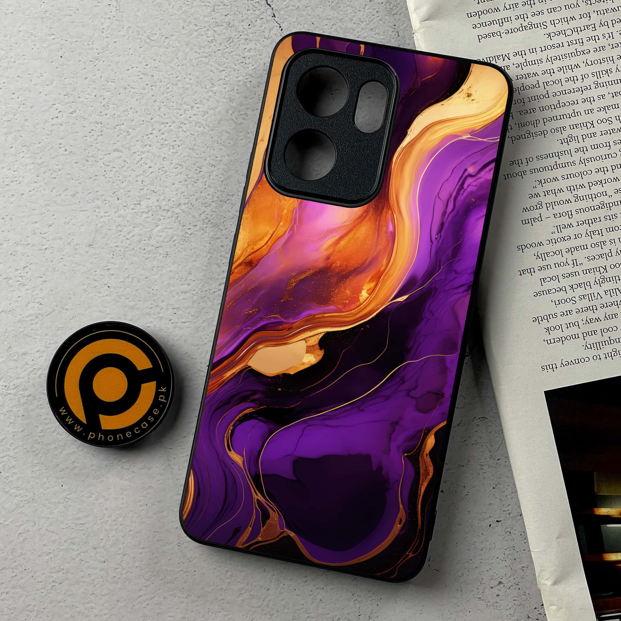 Oppo Reno 13F - Liquid Marble 2.0 Series - Premium Metal Printed Soft Bumper Shockproof Case