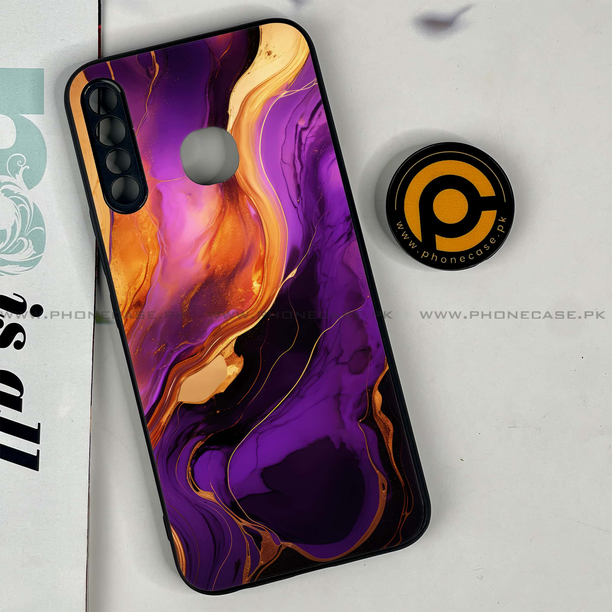 Infinix Hot 8 Lite - Liquid Marble 2.0 Series - Premium Printed Glass soft Bumper shock Proof Case