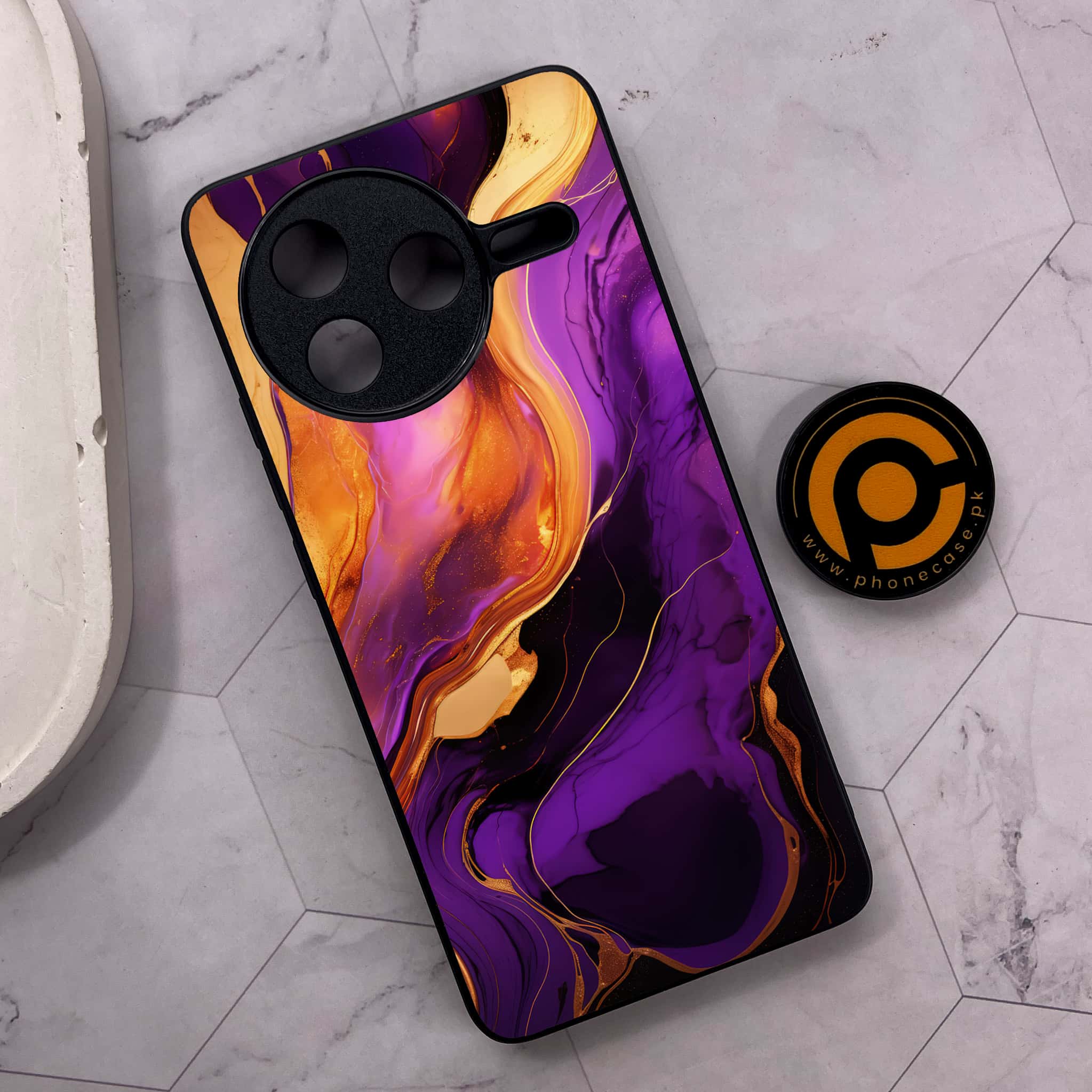 Xiaomi Poco F7 Pro 5G - Liquid Marble 2.0 Series - Premium Metal Printed soft Bumper shock Proof Case