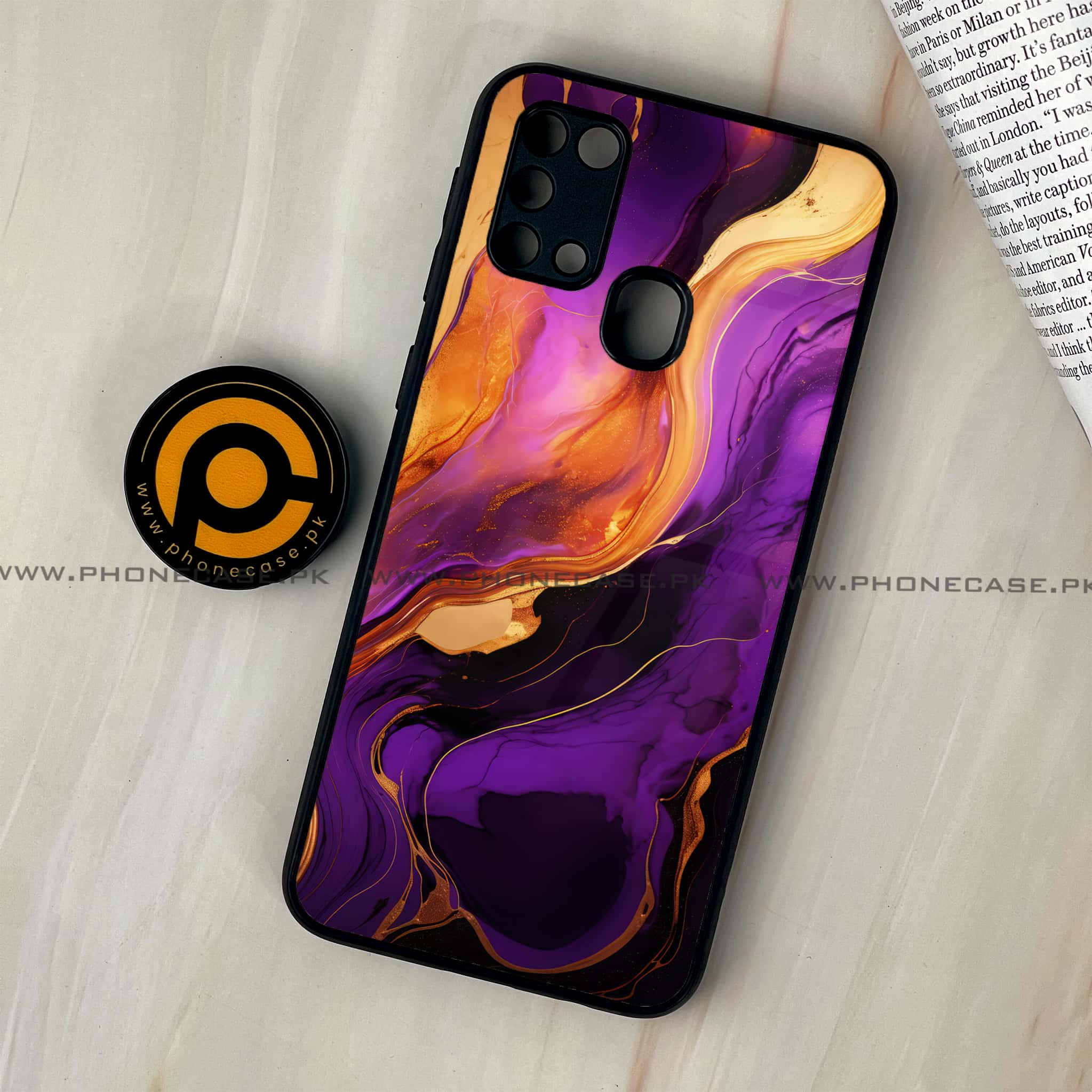 Galaxy M31 - Liquid Marble 2.0 Series - Premium Printed Glass soft Bumper shock Proof Case