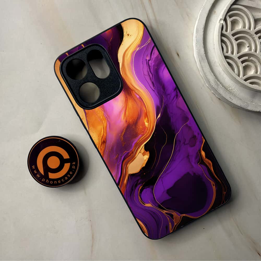 Oppo Reno 14F - Liquid Marble 2.0 Series - Premium Metal Printed Soft Bumper Shockproof Case