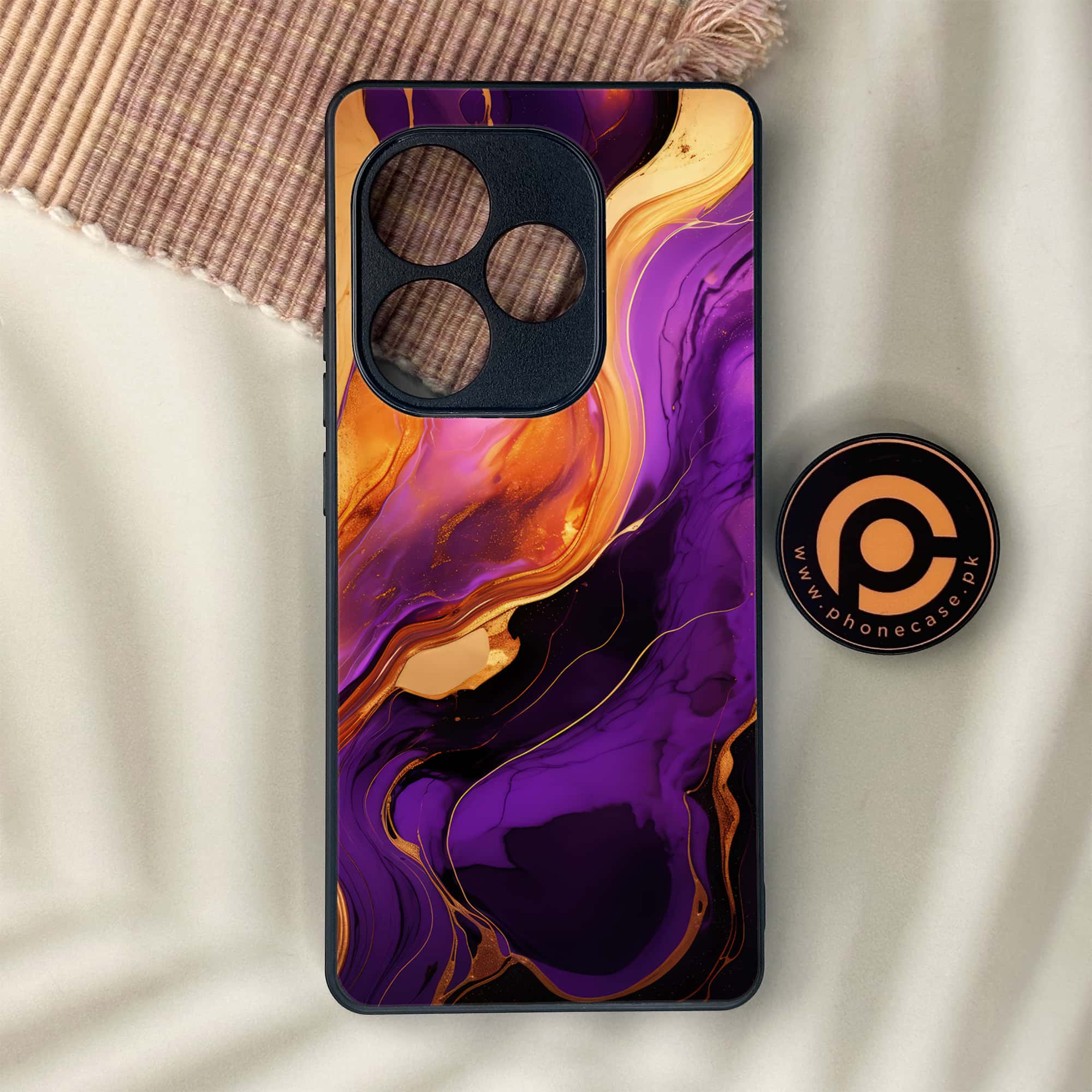 Realme GT 6 - Liquid Marble 2.0 Series - Premium Metal Printed soft Bumper shock Proof Case