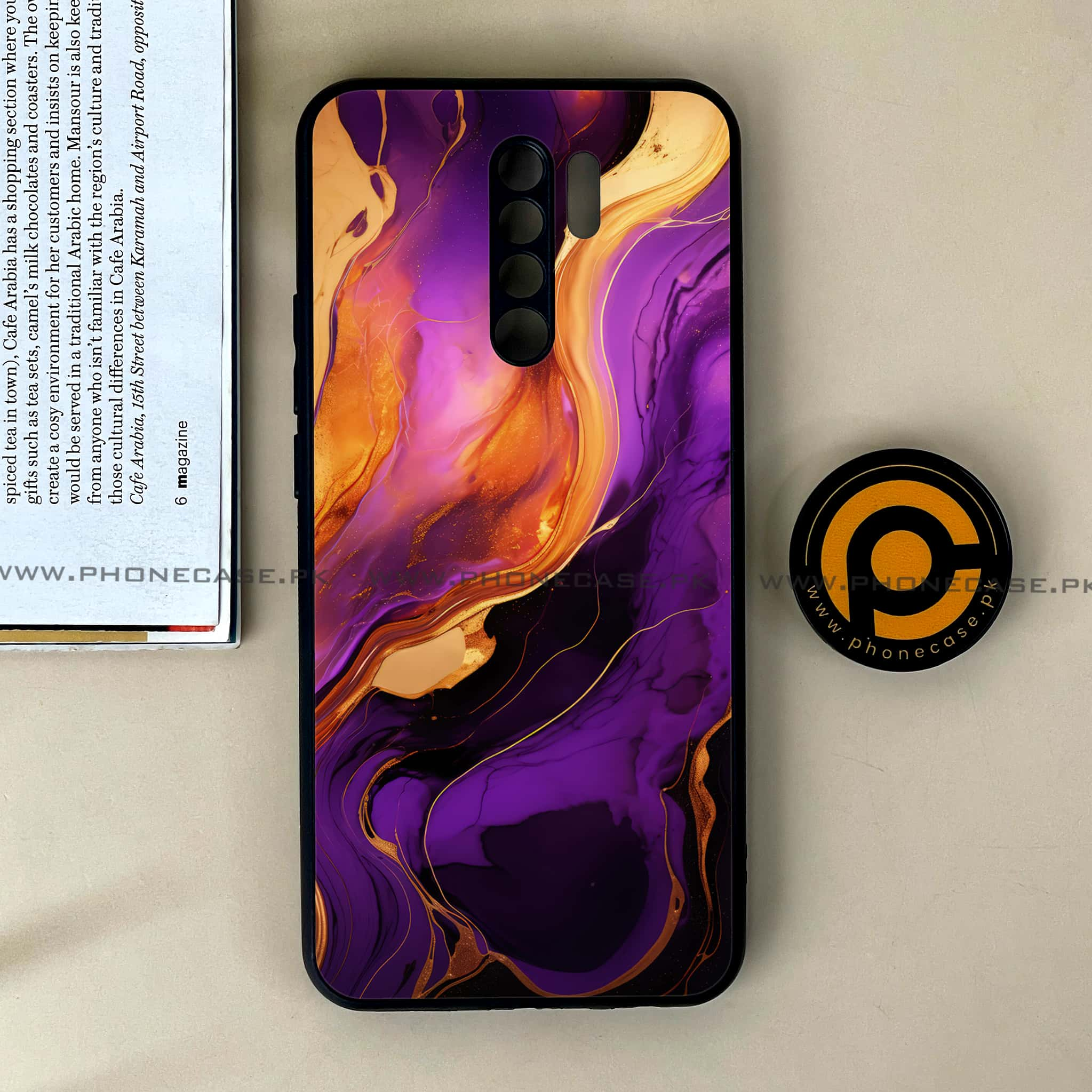 Xiaomi Redmi 9 - Liquid Marble 2.0 Series - Premium Printed Glass soft Bumper shock Proof Case