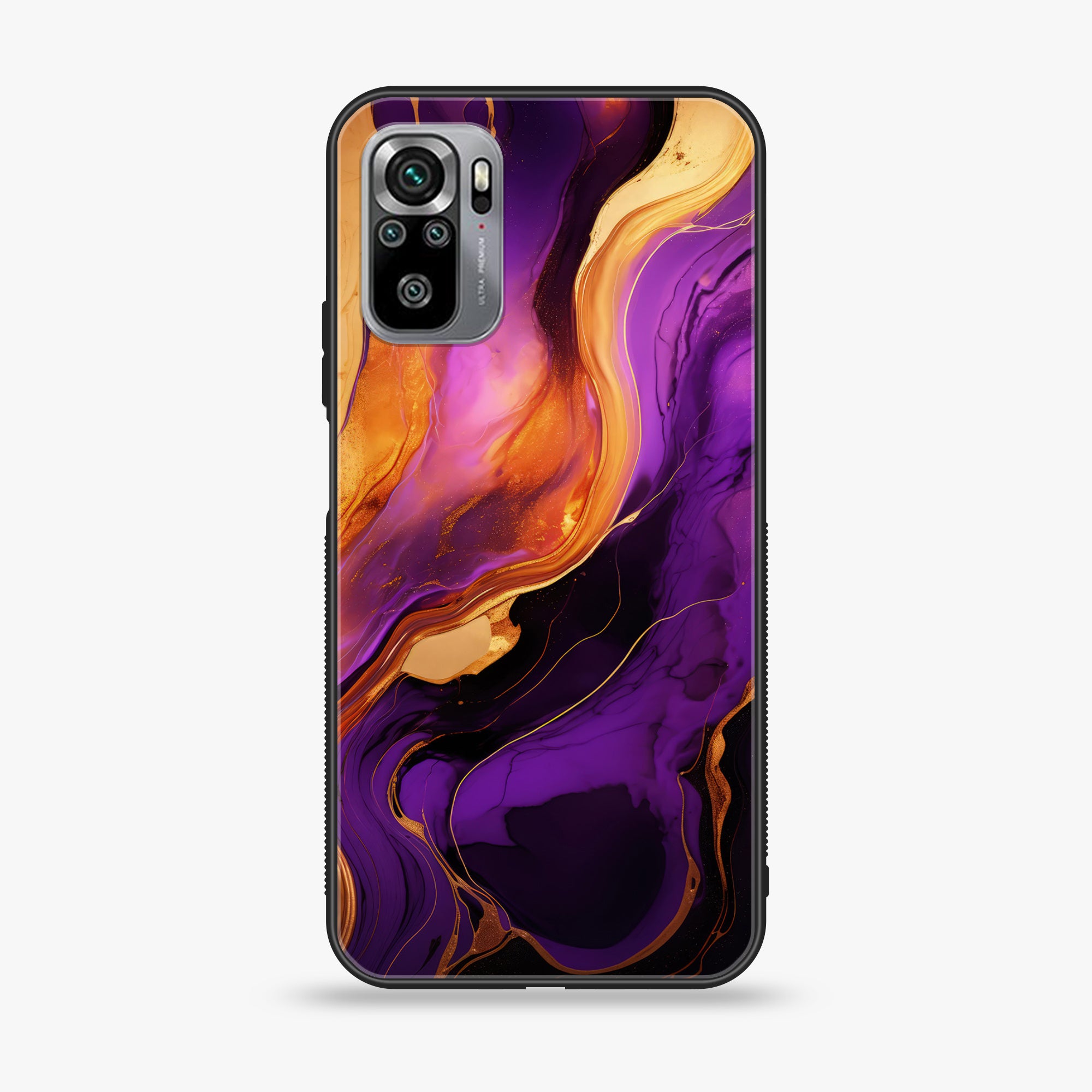 Xiaomi Redmi Note 10S- Liquid Marble 2.0 Series - Premium Printed Glass soft Bumper shock Proof Case