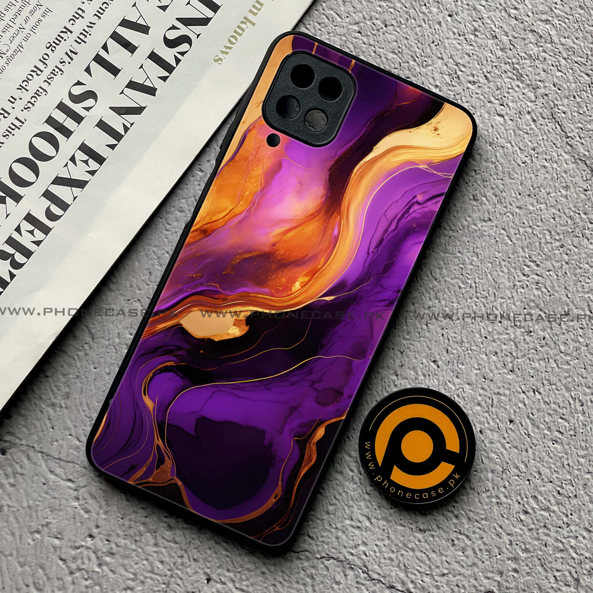 Samsung Galaxy A12 / A12 Nacho - Liquid Marble 2.0 Series - Premium Printed Glass soft Bumper shock Proof Case
