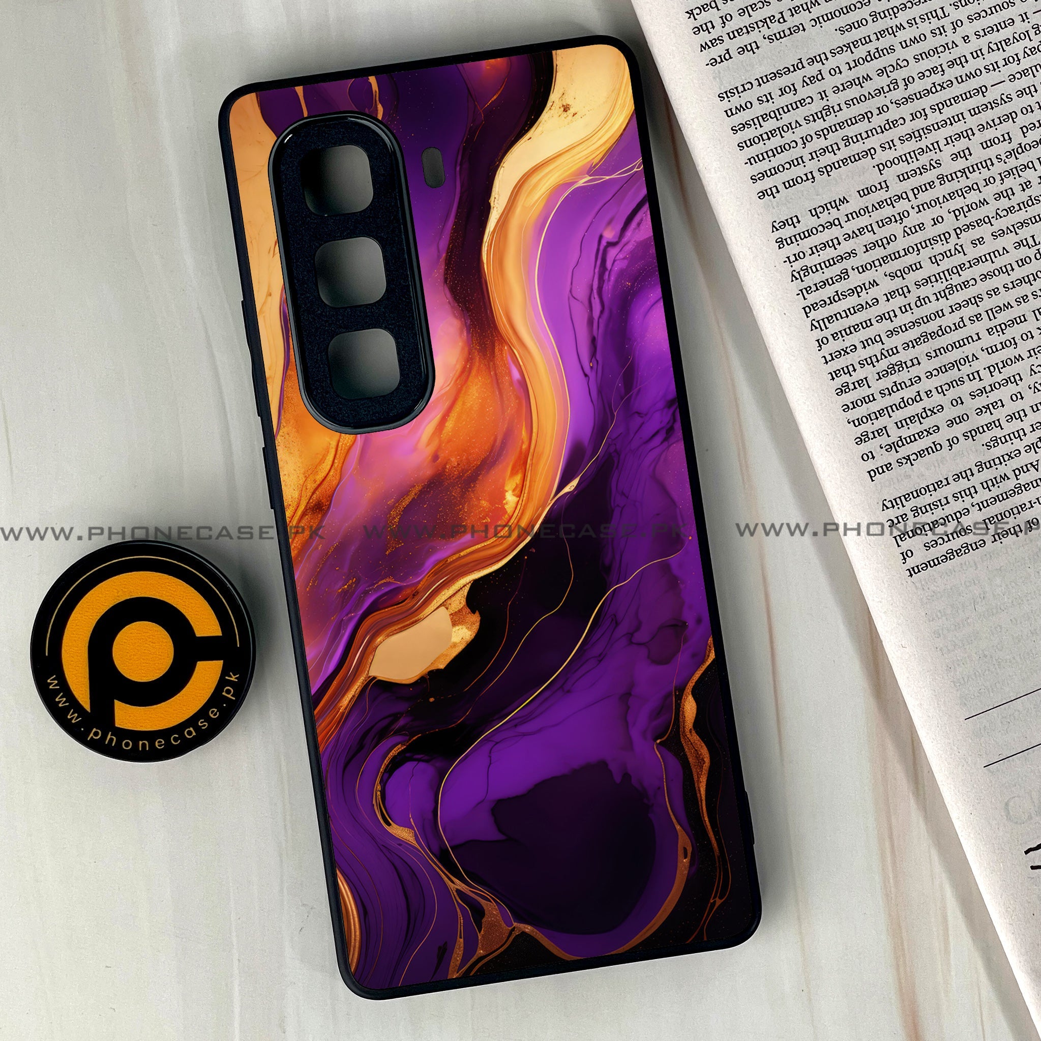 Infinix Hot 60 Pro Plus - Liquid Marble 2.0 Series - Premium Metal Printed soft Bumper shock Proof Case