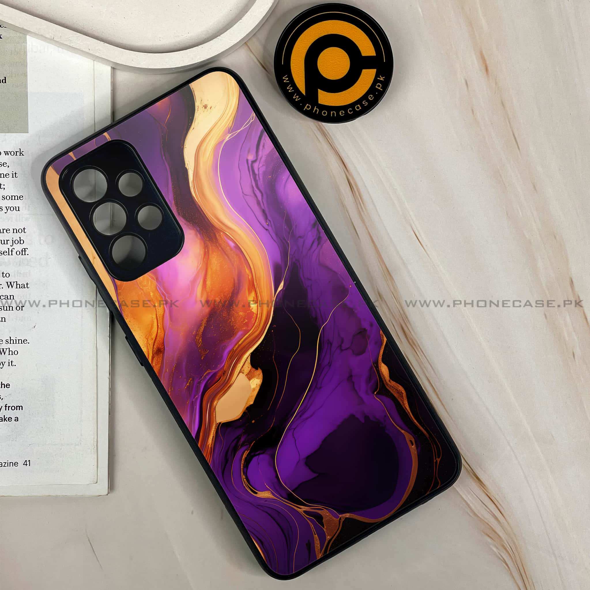 Galaxy A32 - Liquid Marble 2.0 Series - Premium Printed Glass soft Bumper shock Proof Case