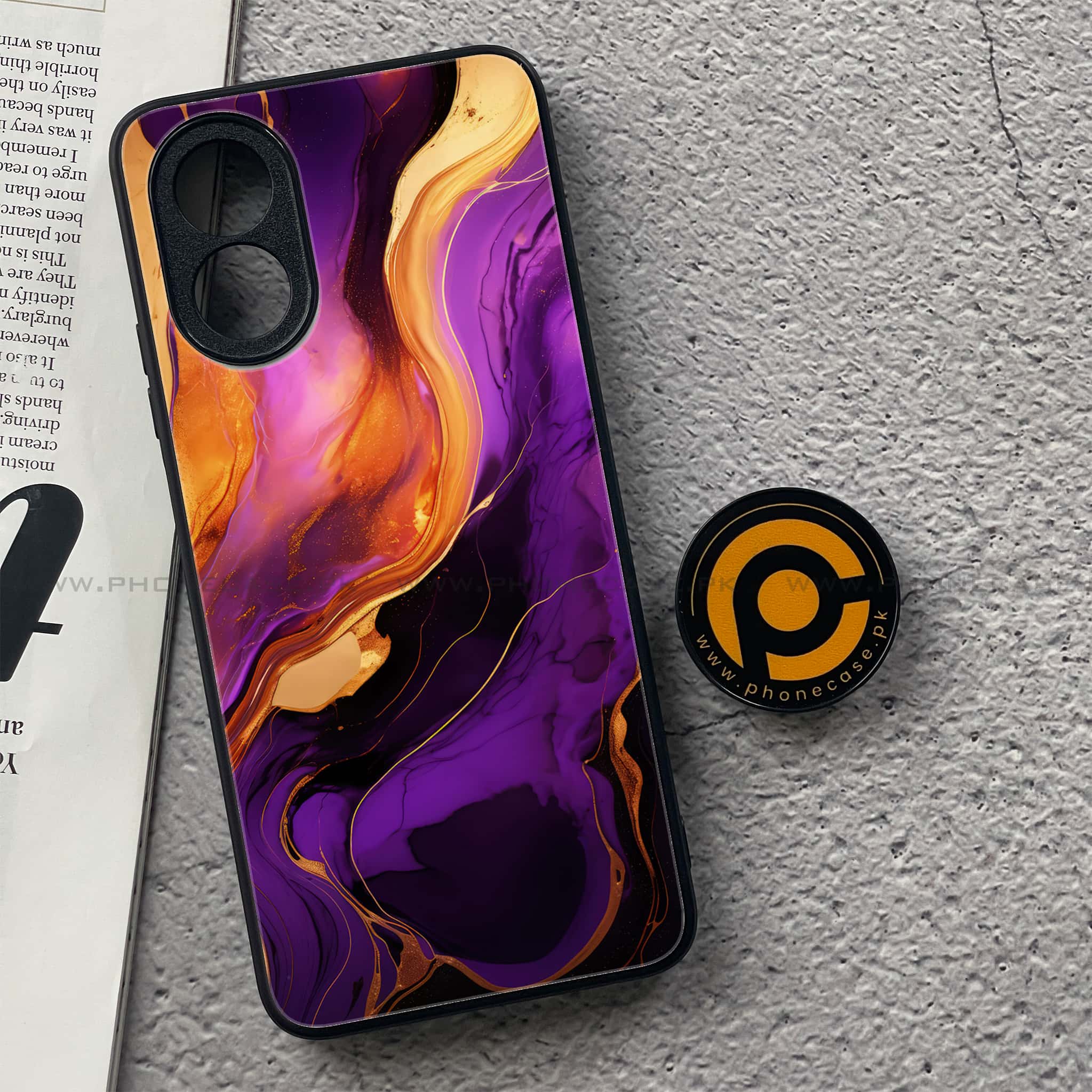 Oppo A18 4G - Liquid Marble 2.0 Series - Premium Printed Glass soft Bumper shock Proof Case