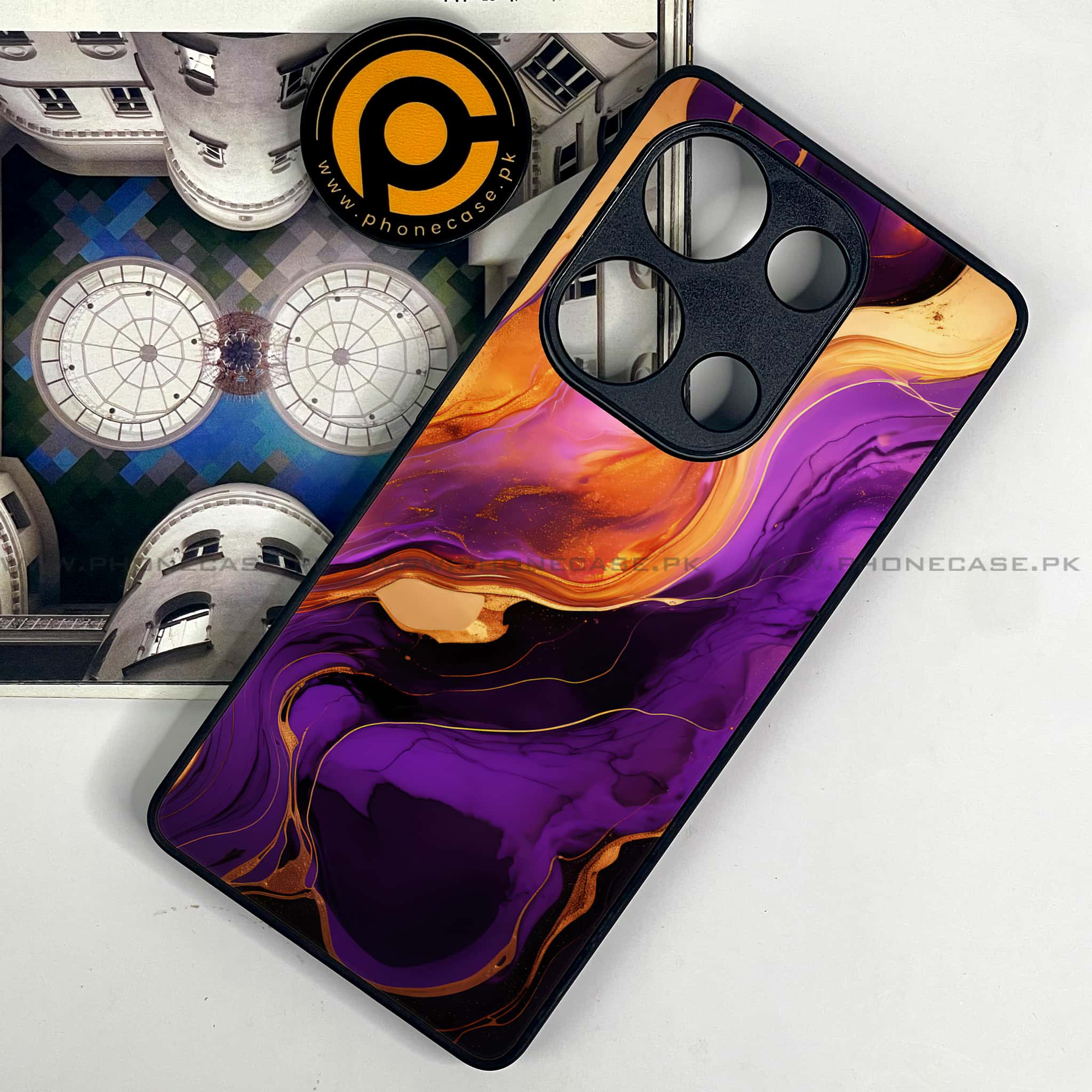 Redmi Note 13 Pro 4G - Liquid Marble 2.0 Series - Premium Metal Printed soft Bumper shock Proof Case