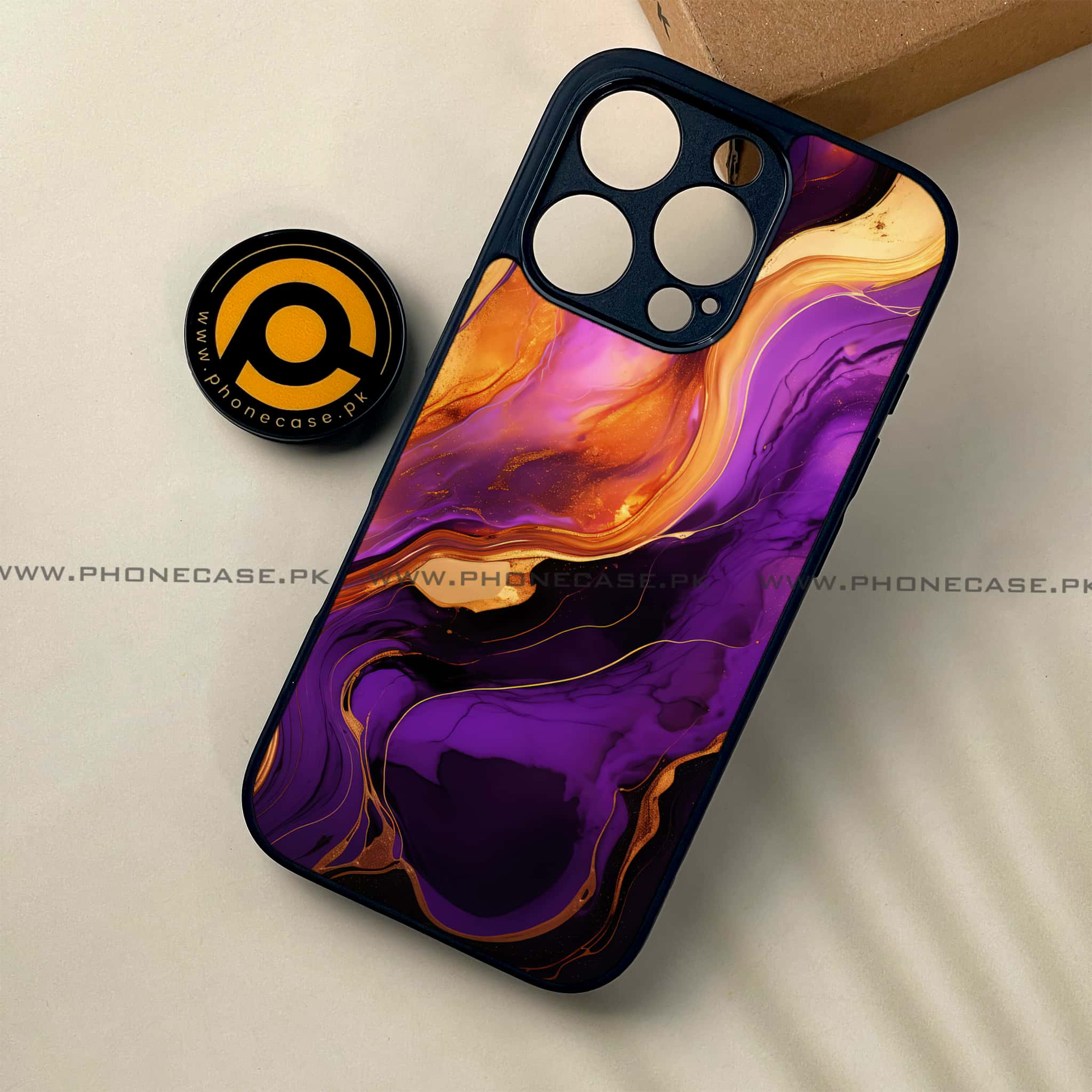 iPhone 16 Pro - Liquid Marble 2.0 Series - Premium Printed Glass soft Bumper shock Proof Case