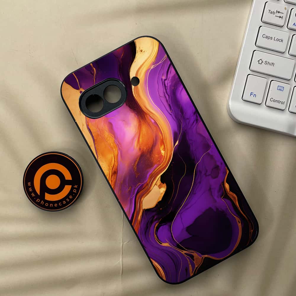 Google Pixel 9a - Liquid Marble 2.0 Series - Premium Metal Printed soft Bumper Shock Proof Case