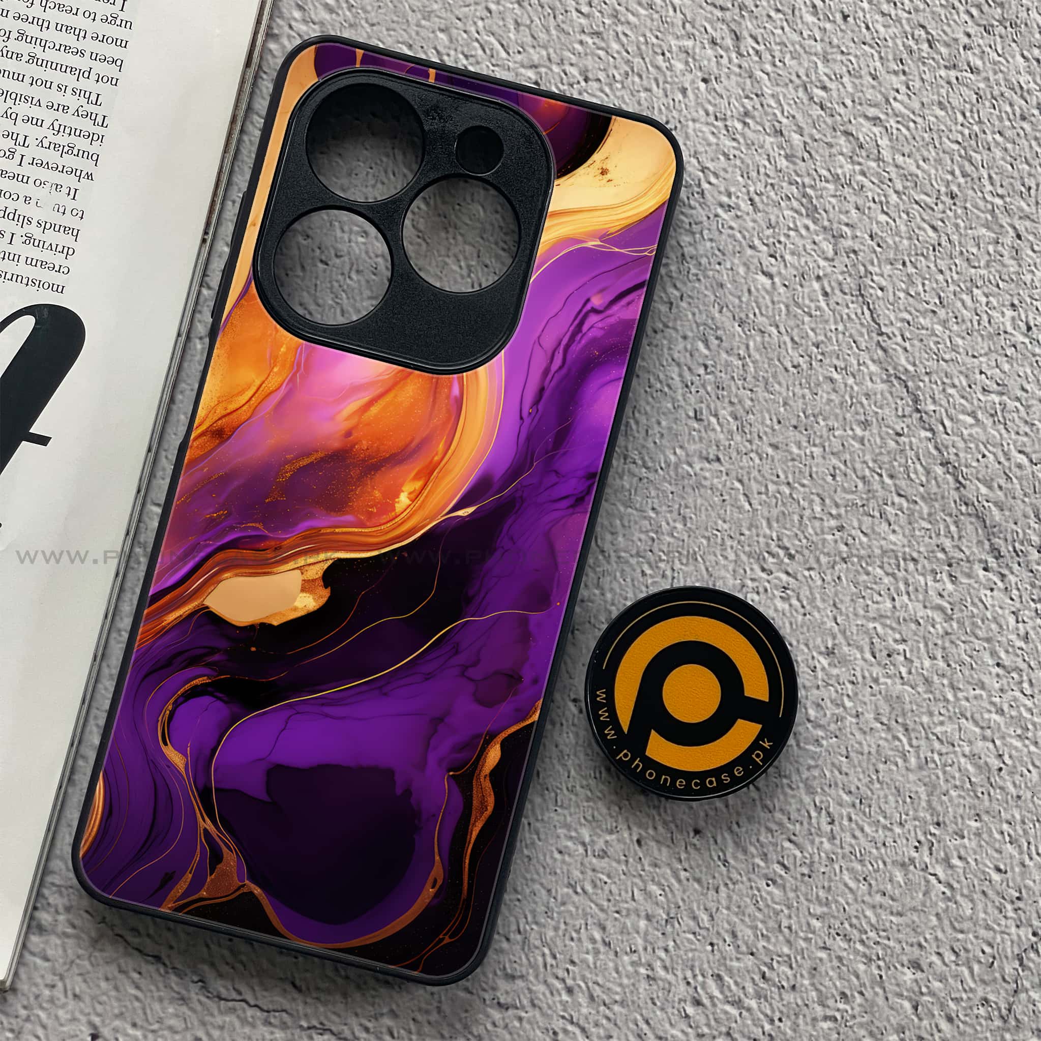 Infinix Smart 8 Pro - Liquid Marble 2.0 Series - Premium Metal Printed soft Bumper shock Proof Case