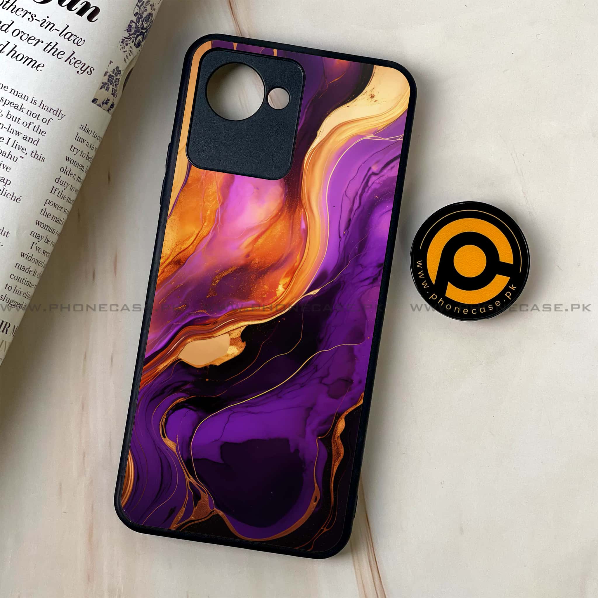 Realme C30 - Liquid Marble 2.0 Series - Premium Printed Glass soft Bumper shock Proof Case