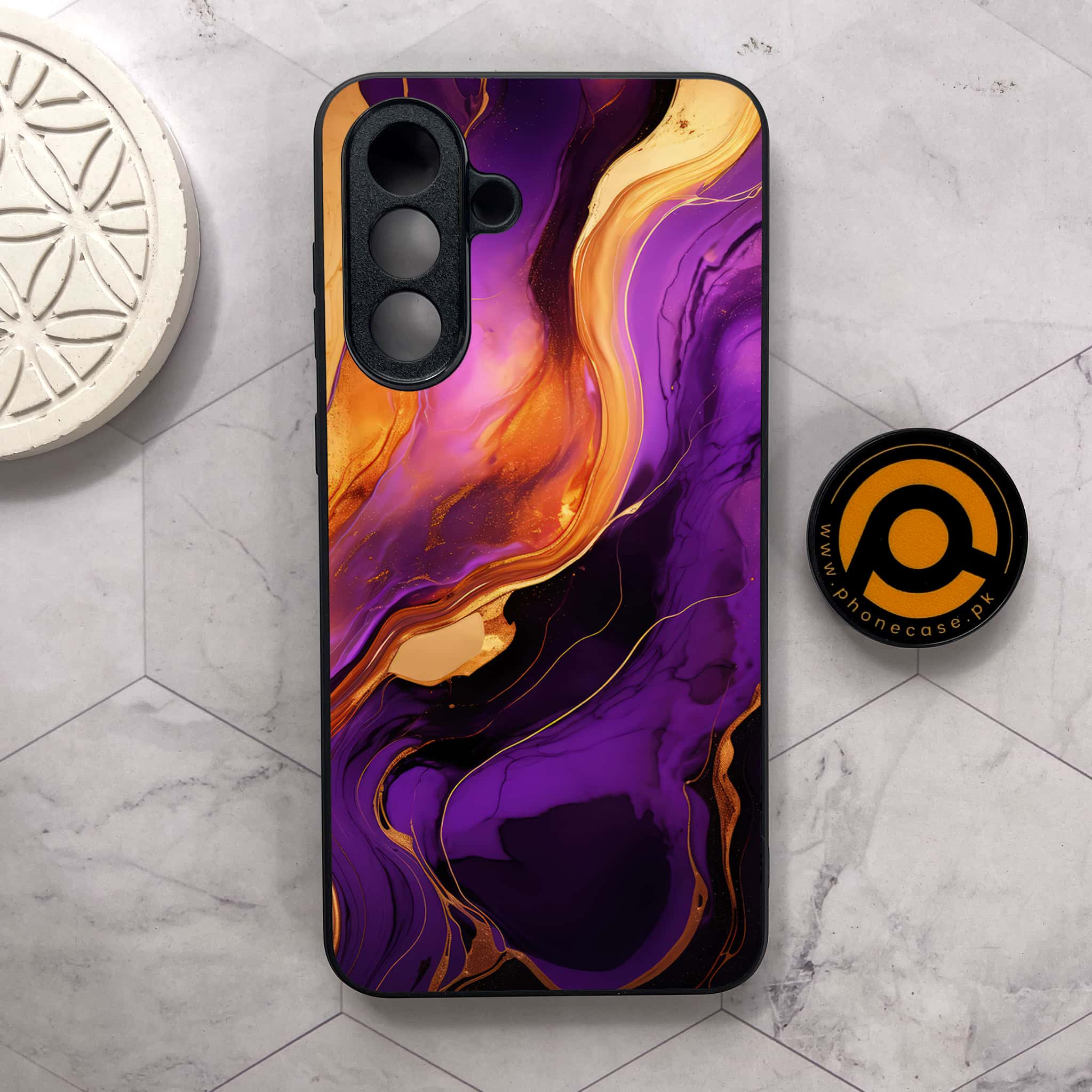 Samsung Galaxy A56 5G - Liquid Marble 2.0 Series - Premium Metal Printed soft Bumper shock Proof Case