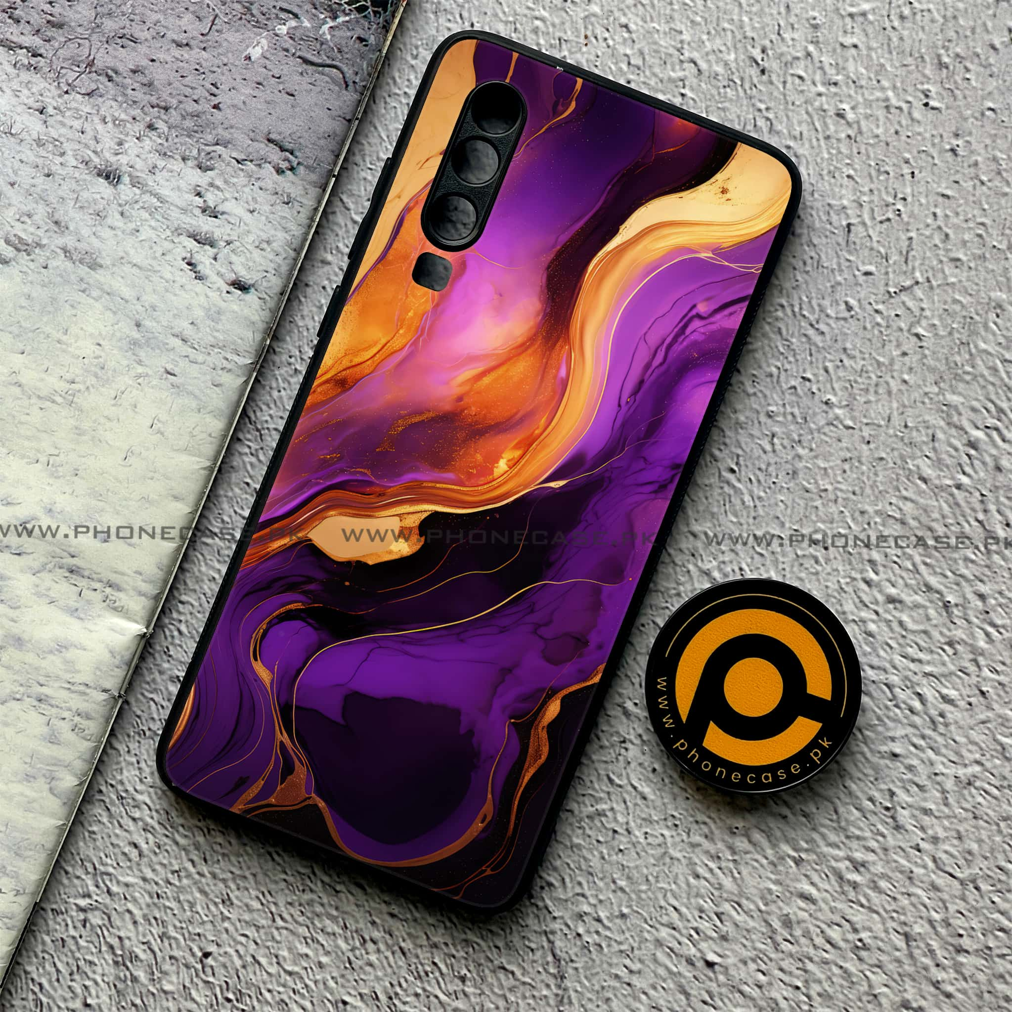 Huawei P30 - Liquid Marble 2.0 Series - Premium Printed Glass soft Bumper shock Proof Case