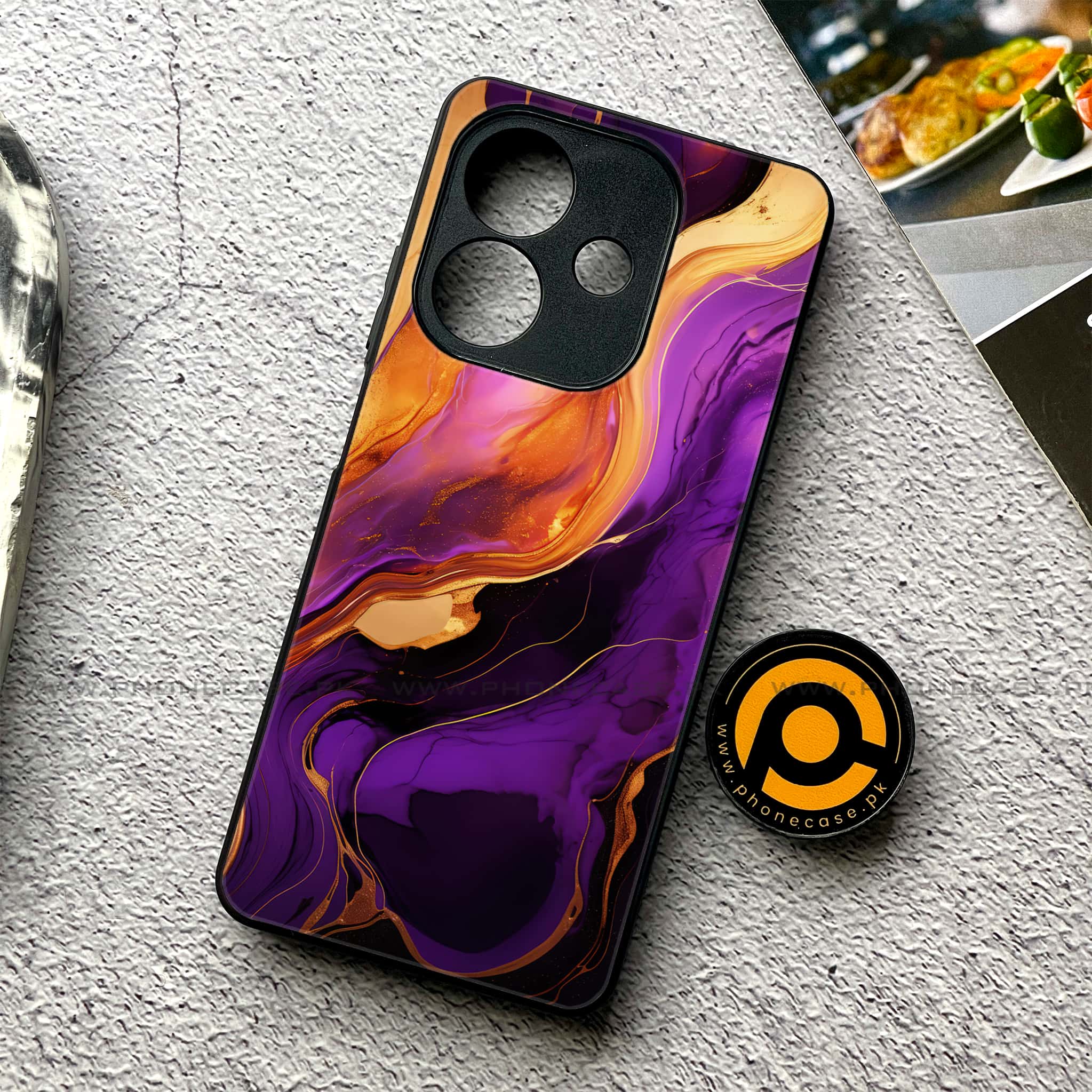 Oppo A5i - Liquid Marble 2.0 Series - Premium Metal Printed soft Bumper shock Proof Case