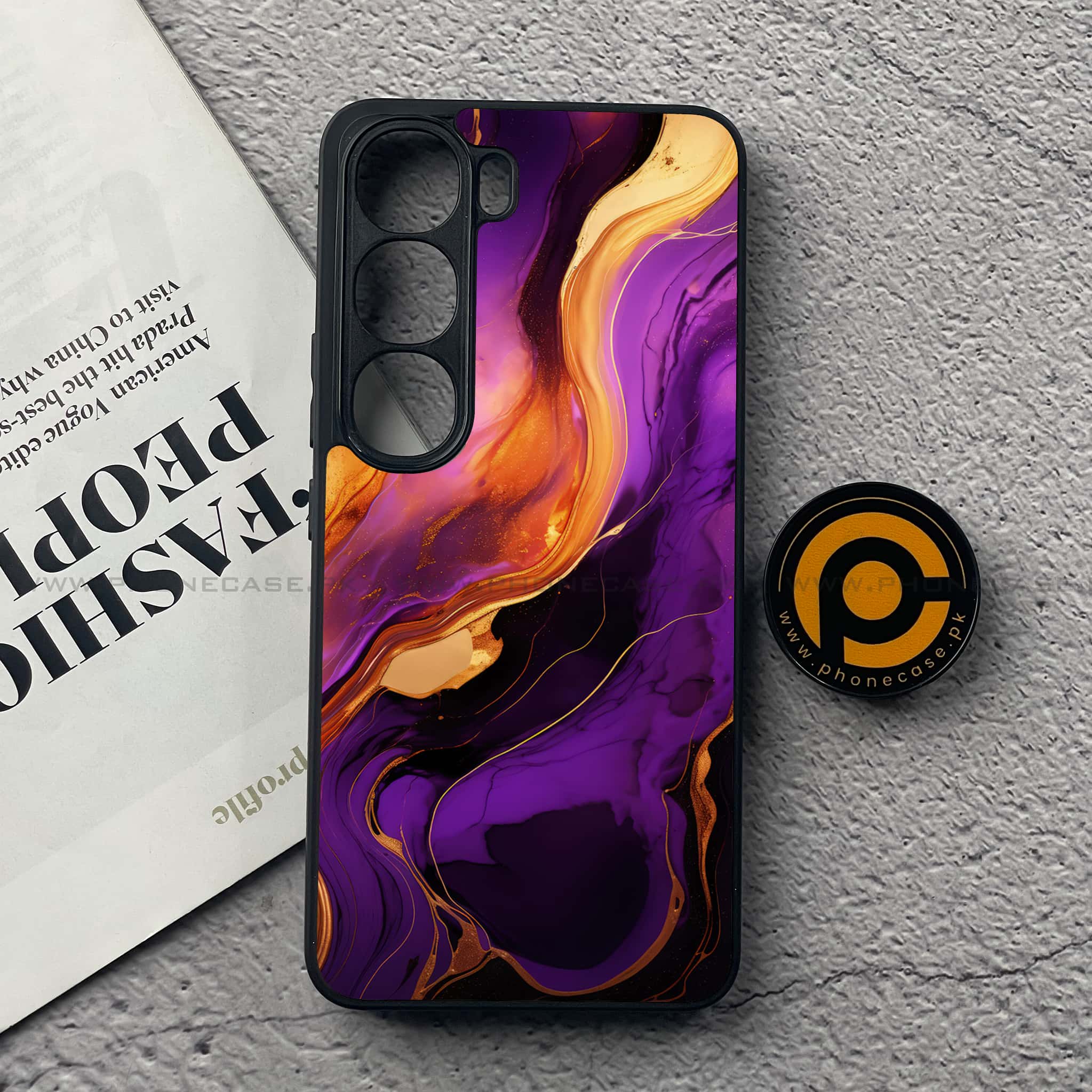 Vivo V40 Lite (IDN) - Liquid Marble 2.0 Series - Premium Metal Printed soft Bumper Shock Proof Case