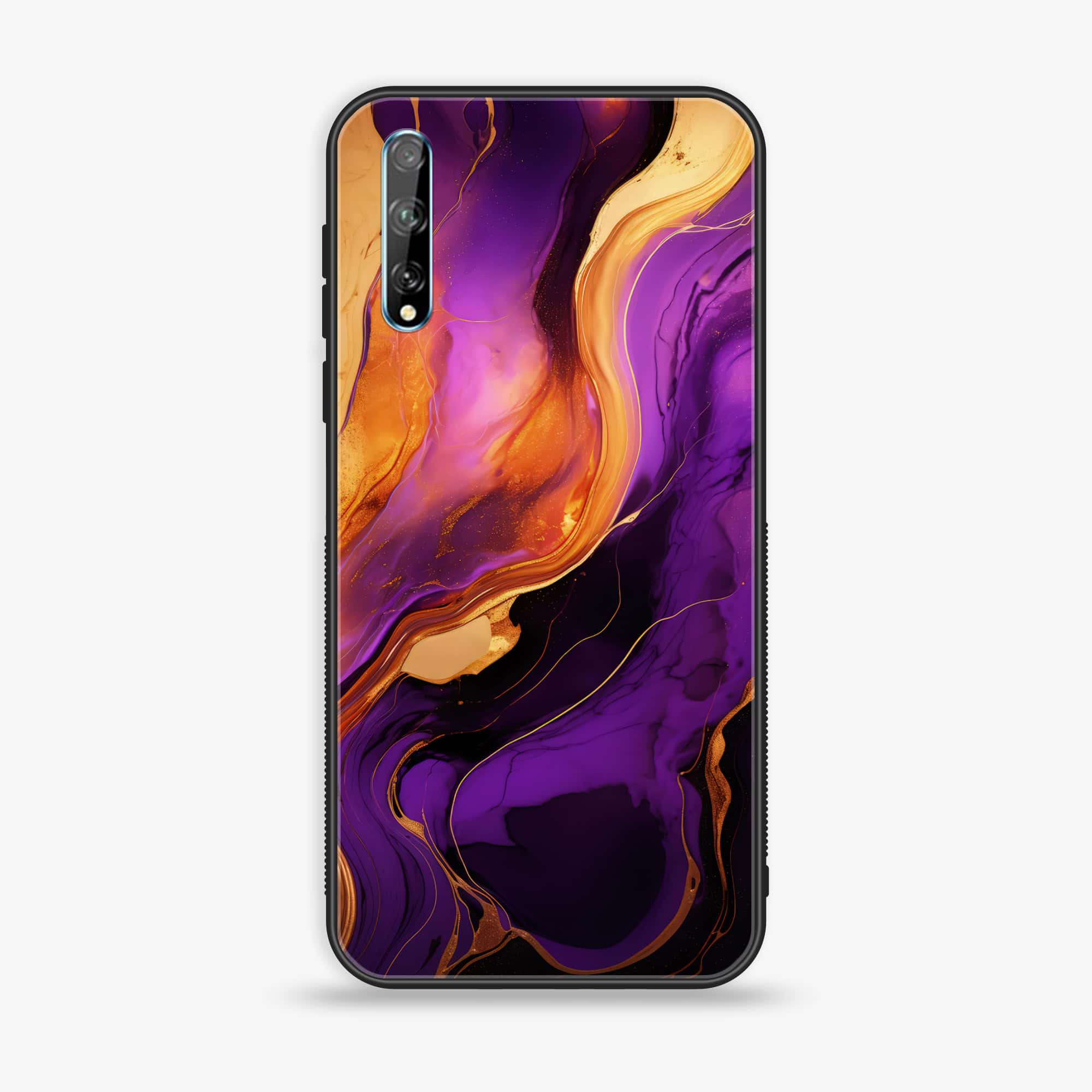 Huawei Y8p - Liquid Marble 2.0 Series - Premium Printed Glass soft Bumper shock Proof Case