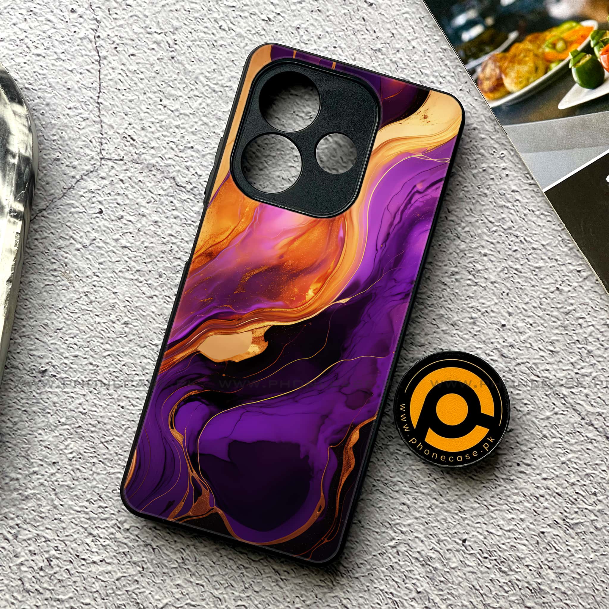 Oppo A5 Pro - Liquid Marble 2.0 Series - Premium Metal Printed soft Bumper shock Proof Case