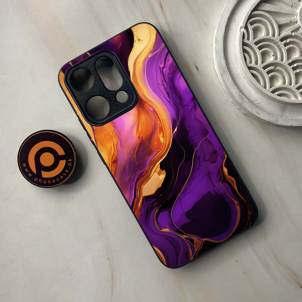 Oppo Reno 14 5G - Liquid Marble 2.0 Series - Premium Metal Printed soft Bumper shock Proof Case