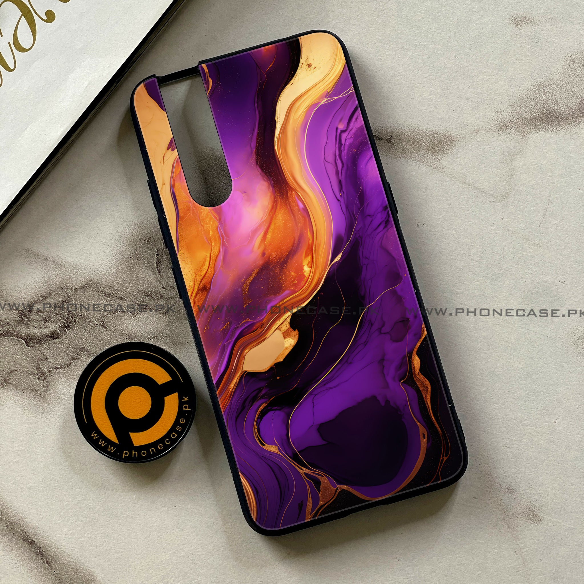 Vivo V15 Pro - Liquid Marble 2.0 Series - Premium Printed Glass soft Bumper shock Proof Case