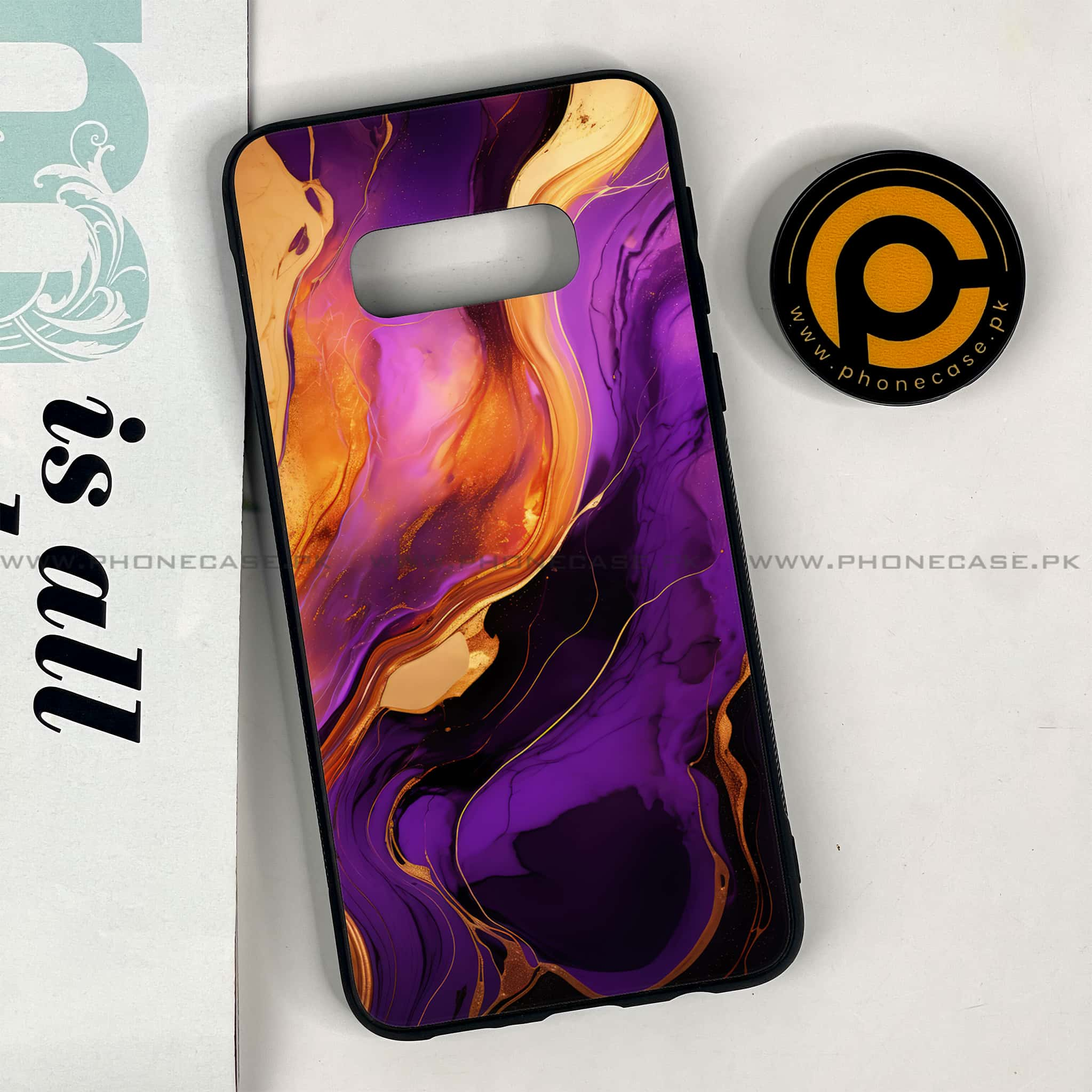 Galaxy S10e - Liquid Marble 2.0 Series - Premium Printed Glass soft Bumper shock Proof Case