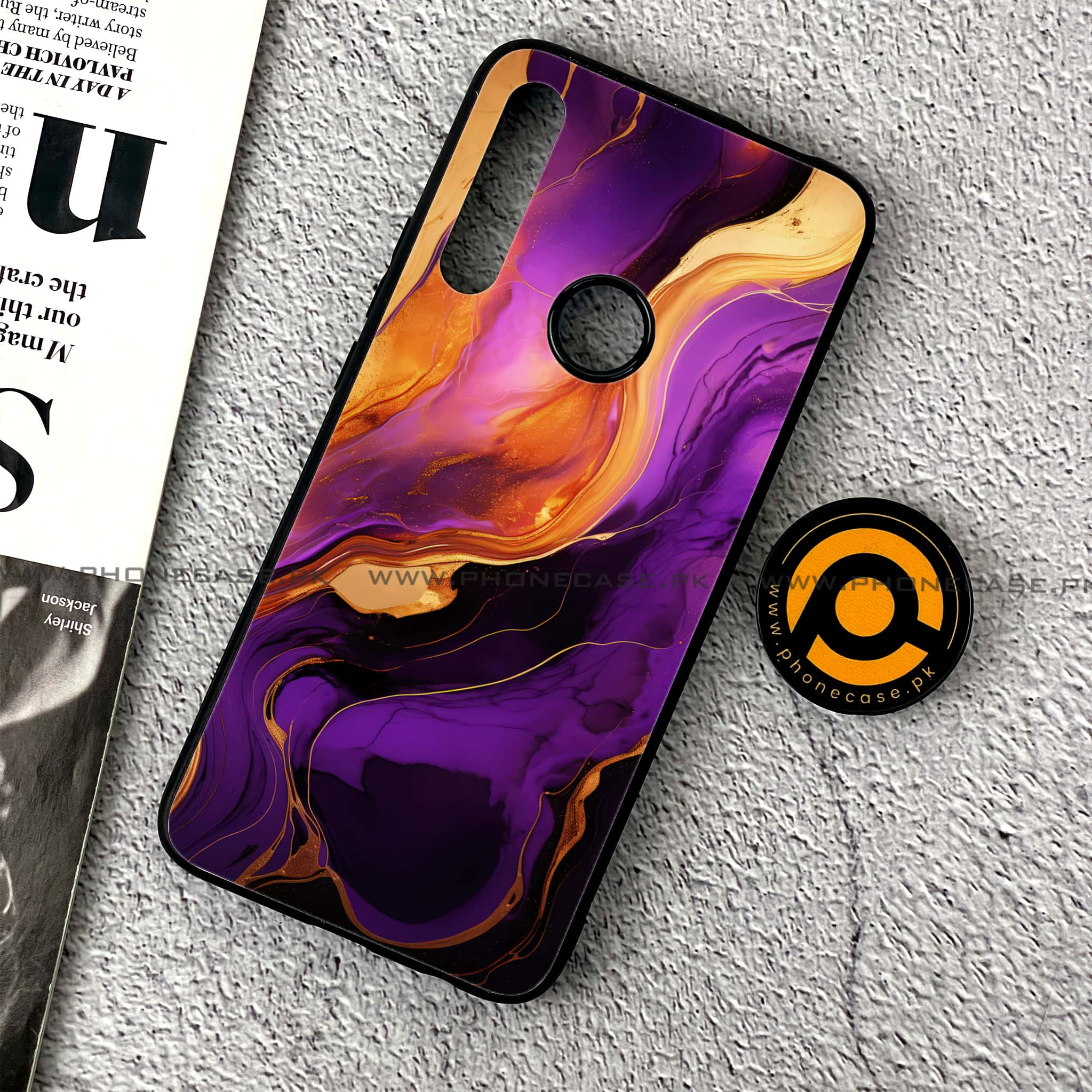 Huawei Y9 Prime (2019) - Liquid Marble 2.0 Series - Premium Printed Glass soft Bumper shock Proof Case