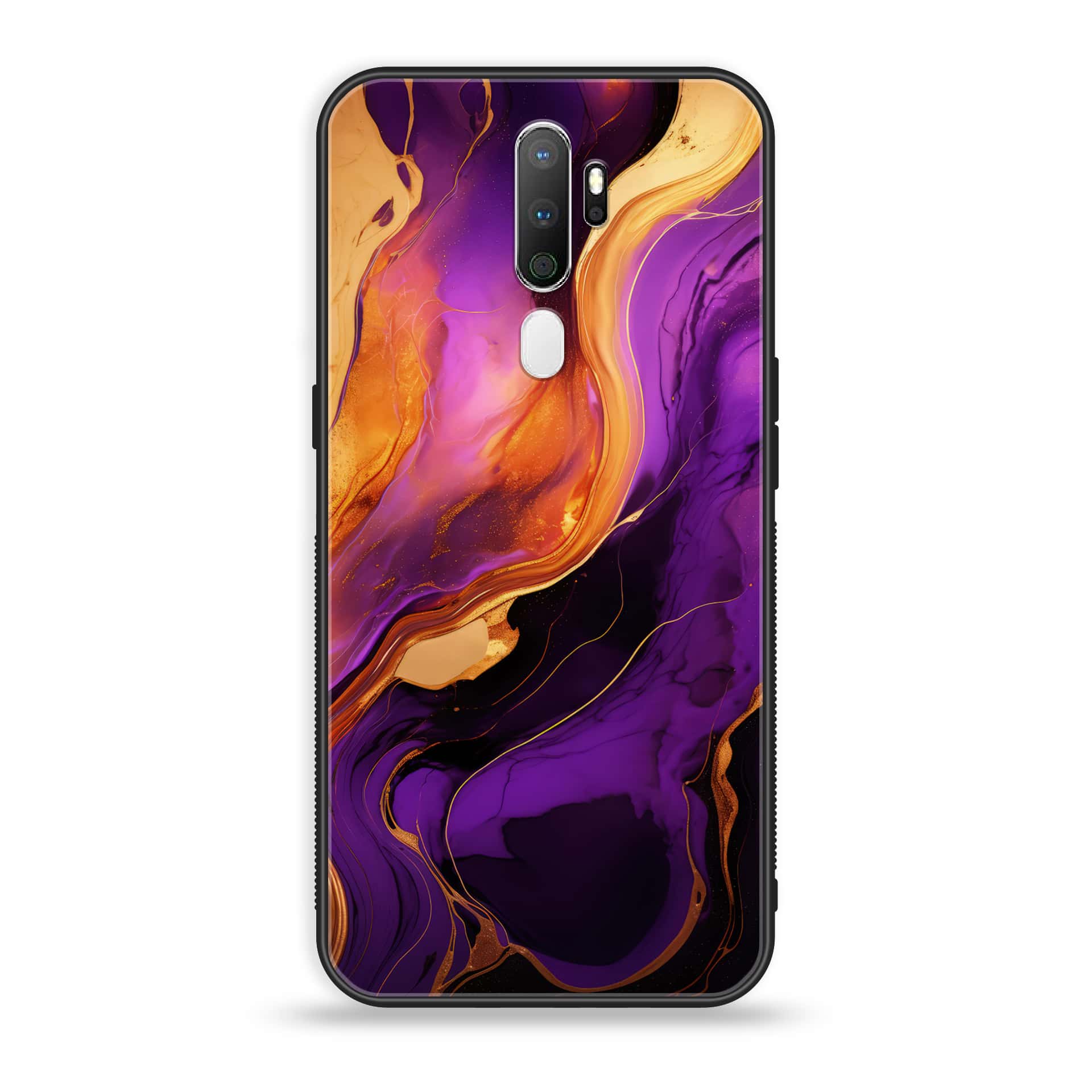 Oppo A5 2020 - Liquid Marble 2.0 Series - Premium Printed Glass soft Bumper shock Proof Case