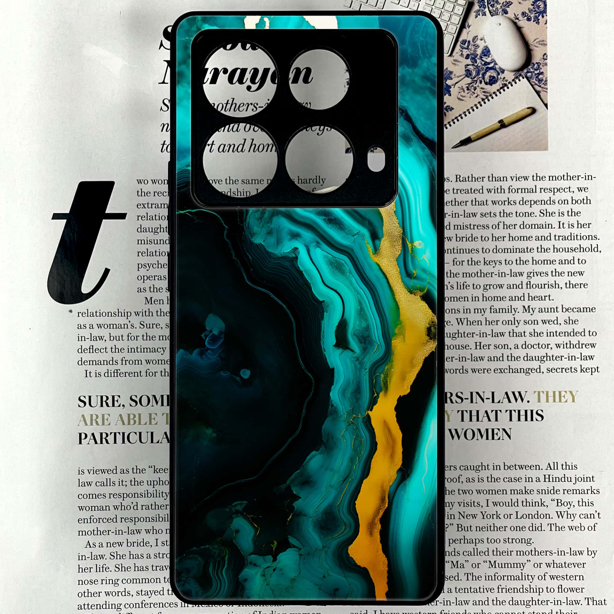 Infinix Note 40 4G - Liquid Marble 2.0 Series - Premium Printed Glass soft Bumper shock Proof Case