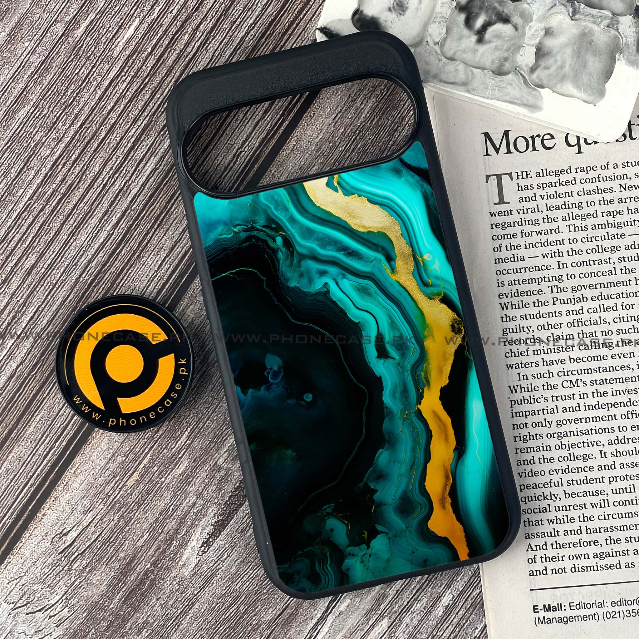 Google Pixel 9 - Liquid Marble 2.0 Series - Premium Metal Printed soft Bumper Shock Proof Case