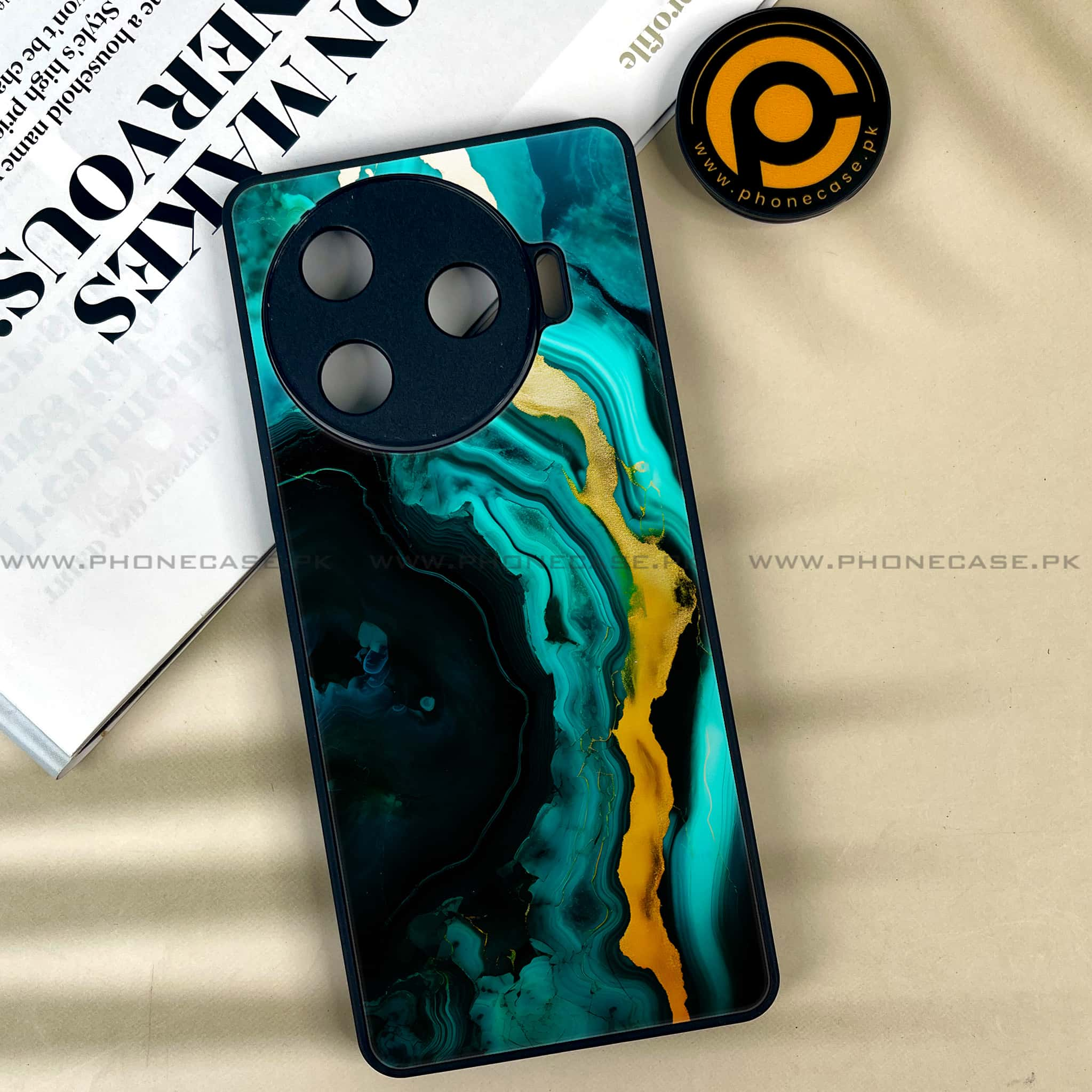 Tecno Camon 30 Pro - Liquid Marble 2.0 Series - Premium Printed Glass soft Bumper shock Proof Case