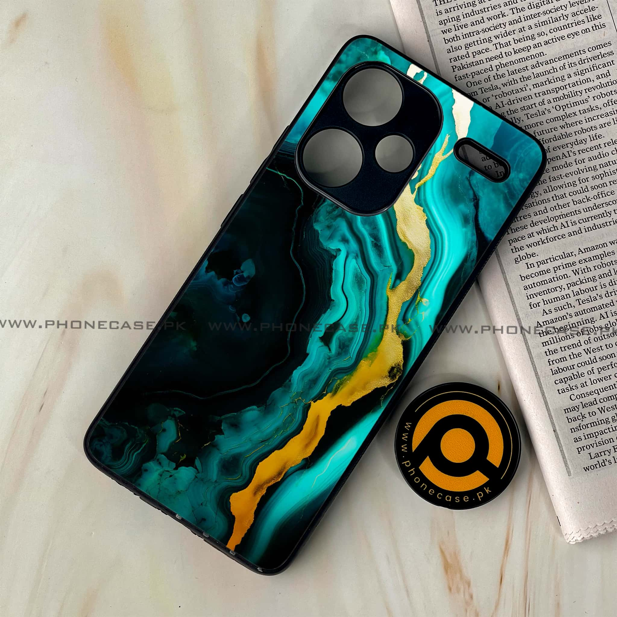 Redmi Note 13 Pro Plus 5G - Liquid Marble 2.0 Series - Premium Printed Glass soft Bumper shock Proof Case