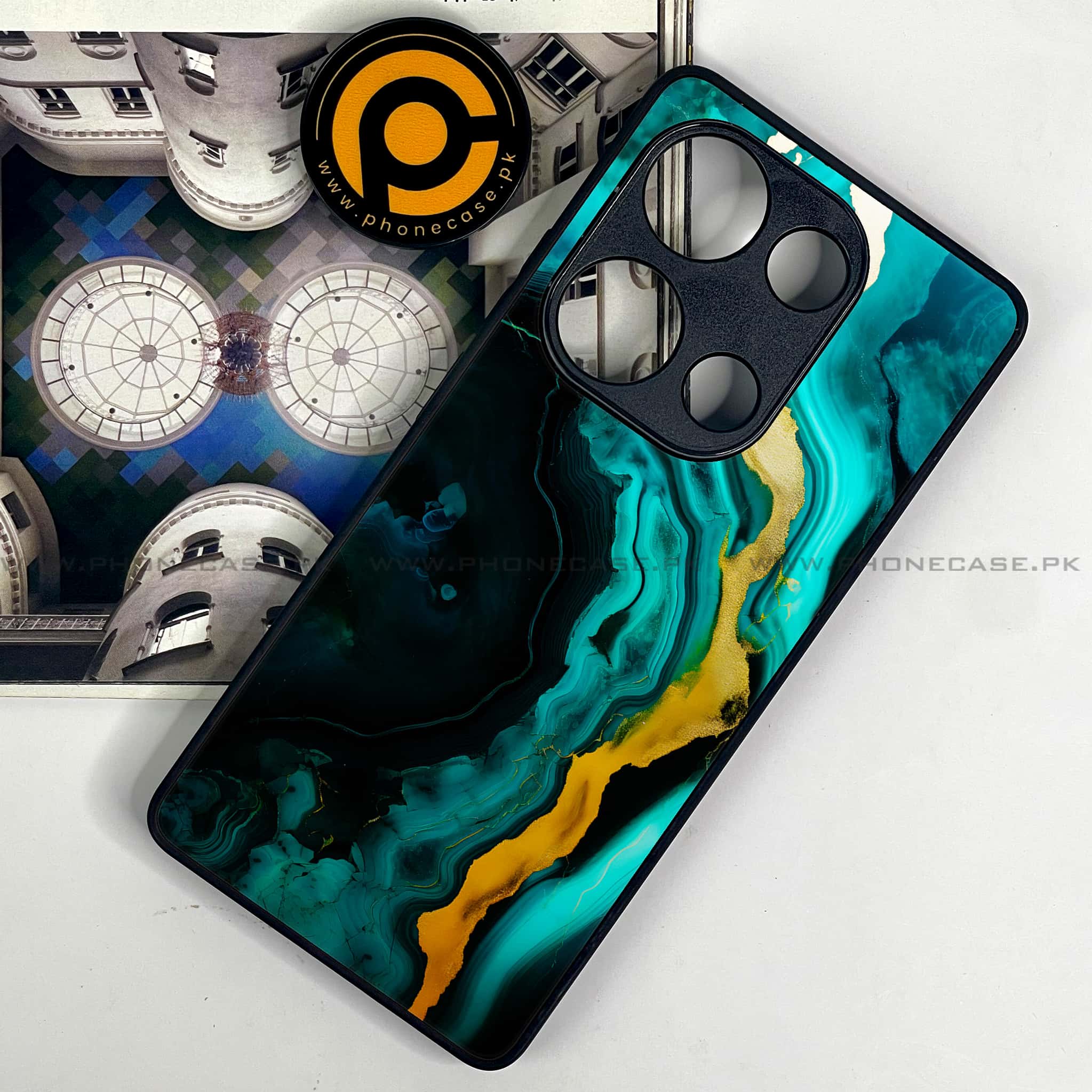 Redmi Note 13 Pro 4G - Liquid Marble 2.0 Series - Premium Metal Printed soft Bumper shock Proof Case