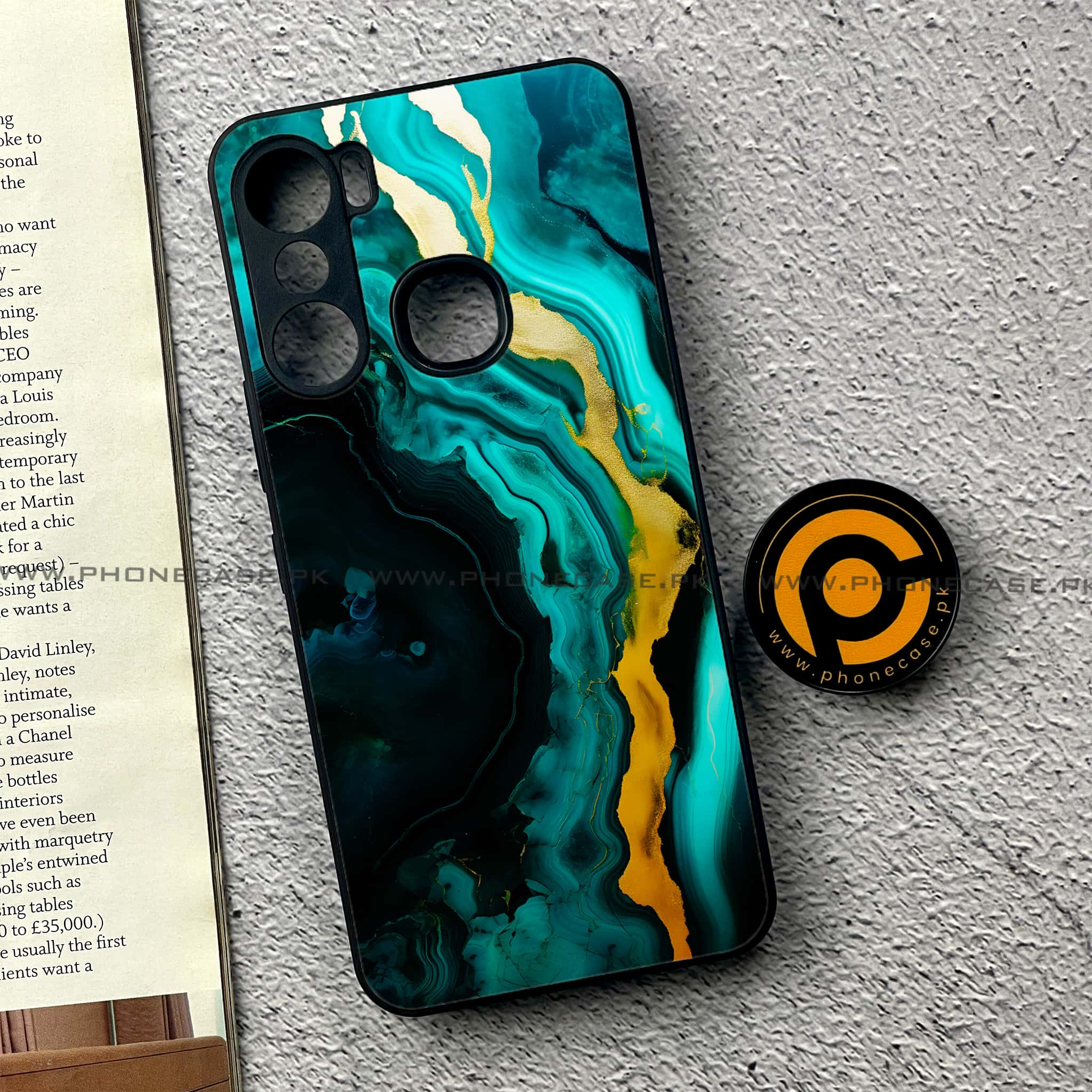 Infinix Hot 12 Pro - Liquid Marble 2.0 Series - Premium Printed Glass soft Bumper shock Proof Case