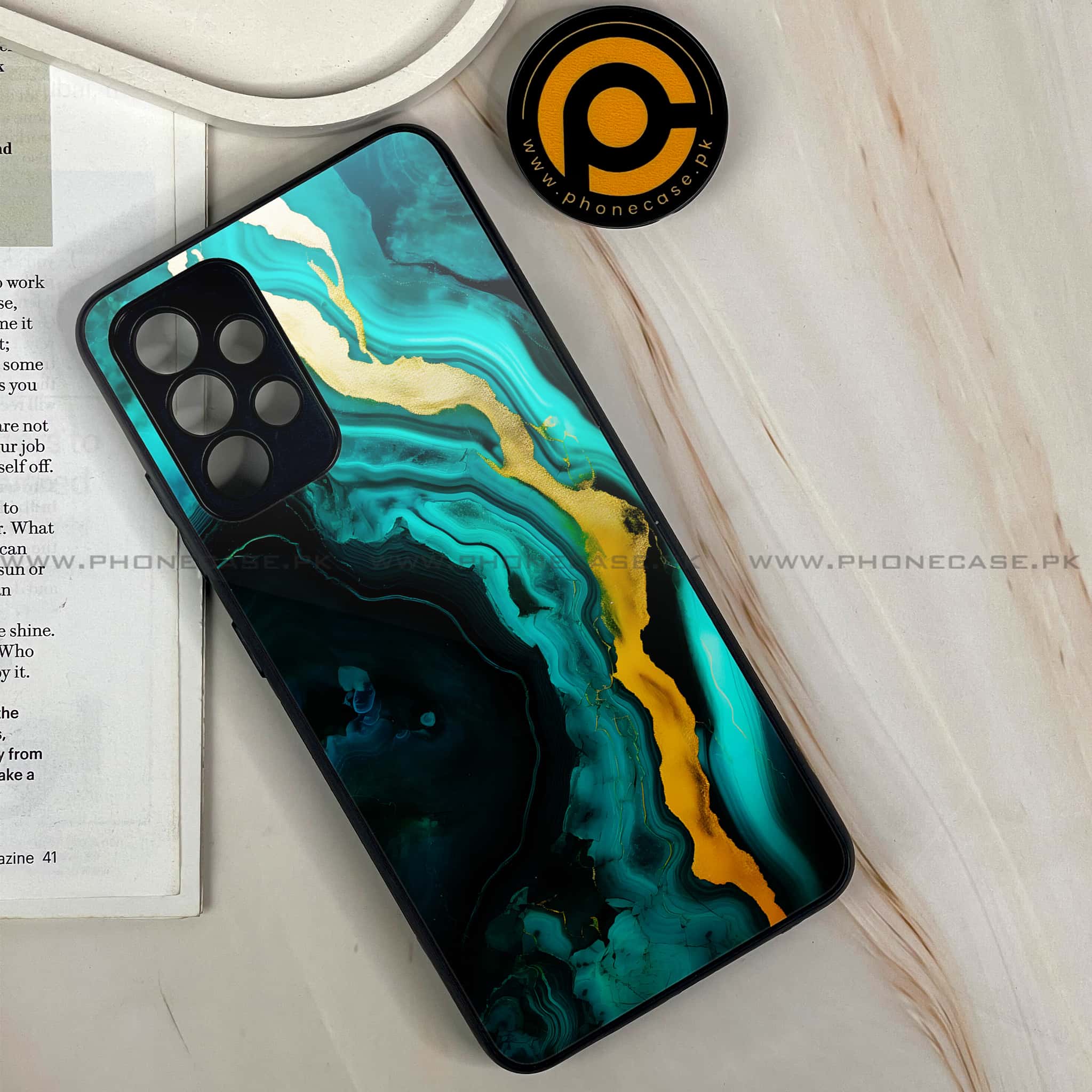 Galaxy A32 - Liquid Marble 2.0 Series - Premium Printed Glass soft Bumper shock Proof Case