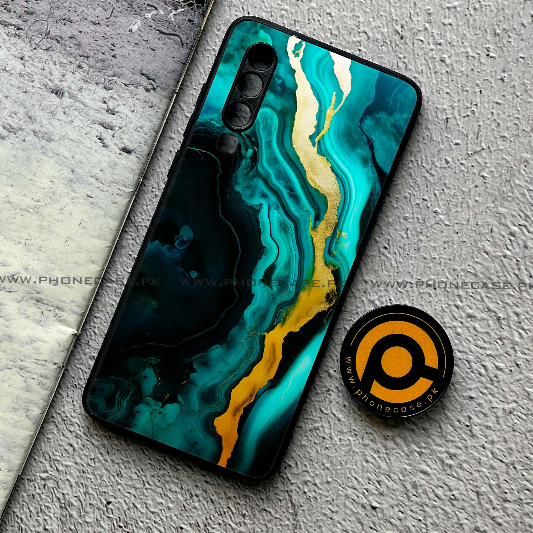 Huawei P30 - Liquid Marble 2.0 Series - Premium Printed Glass soft Bumper shock Proof Case