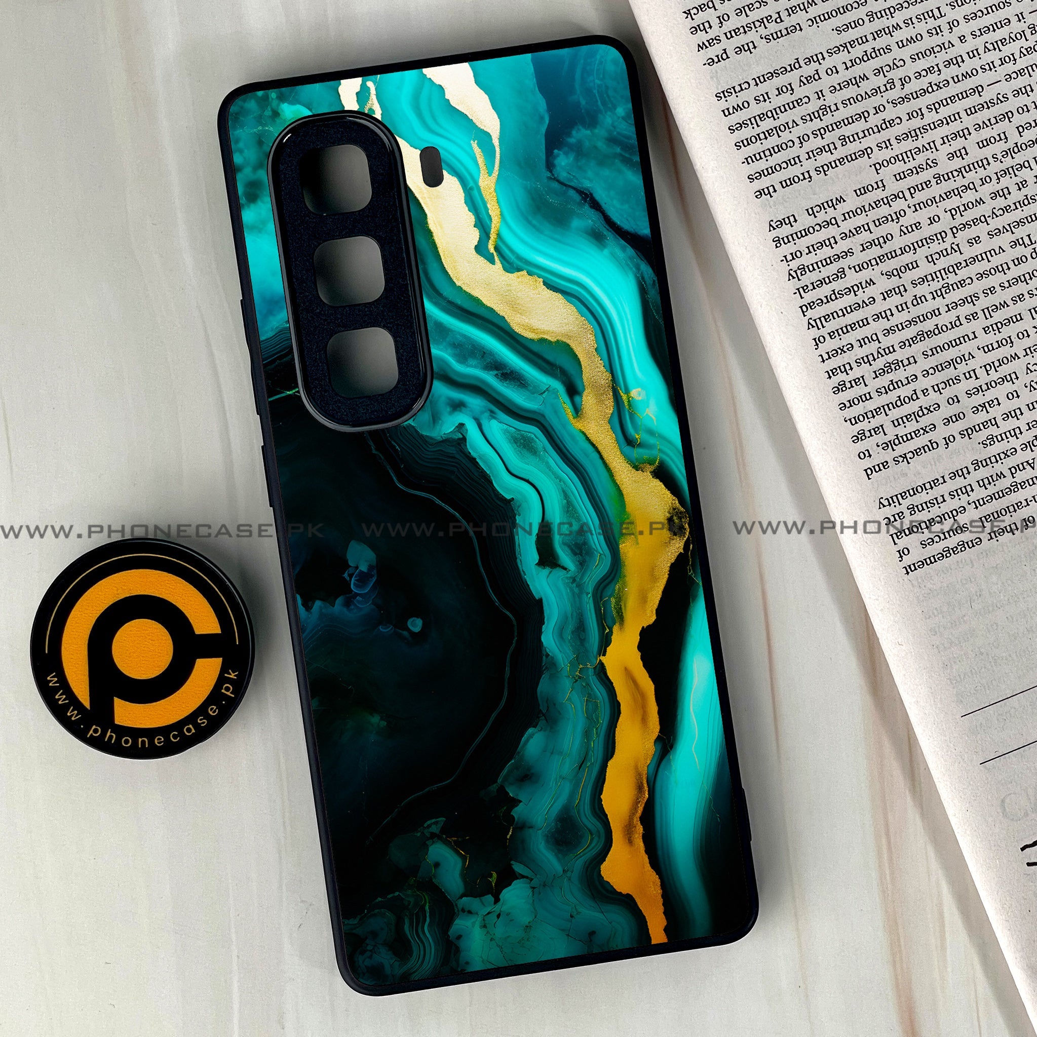 Infinix Hot 60 Pro Plus - Liquid Marble 2.0 Series - Premium Metal Printed soft Bumper shock Proof Case